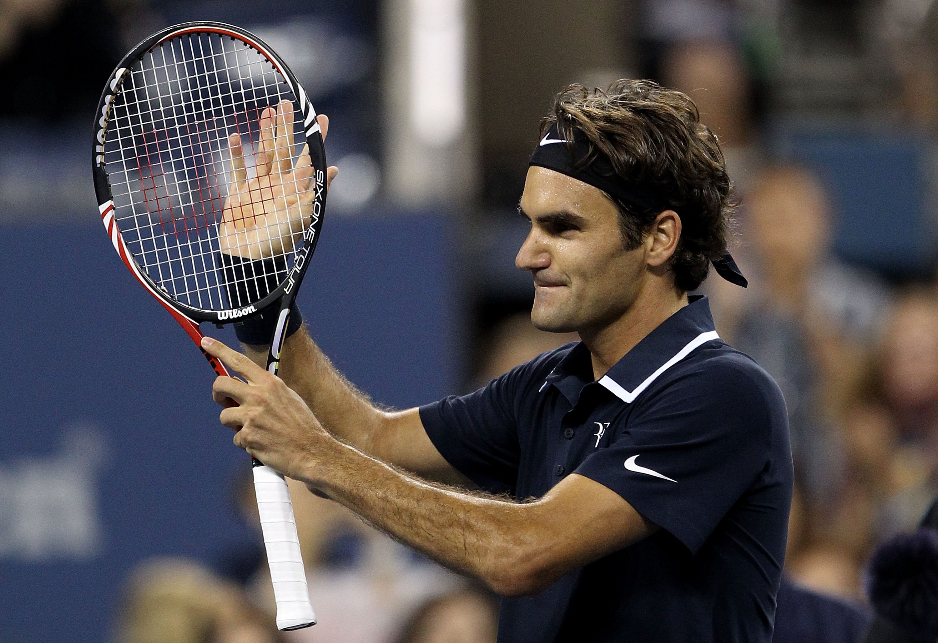 NEW YORK - SEPTEMBER 06:  Roger Federer of Switzerland celebrates after he won his match against Jurgen Melzer of Austria during day eight of the 2010 U.S. Open at the USTA Billie Jean King National Tennis Center on September 6, 2010 in the Flushing neigh