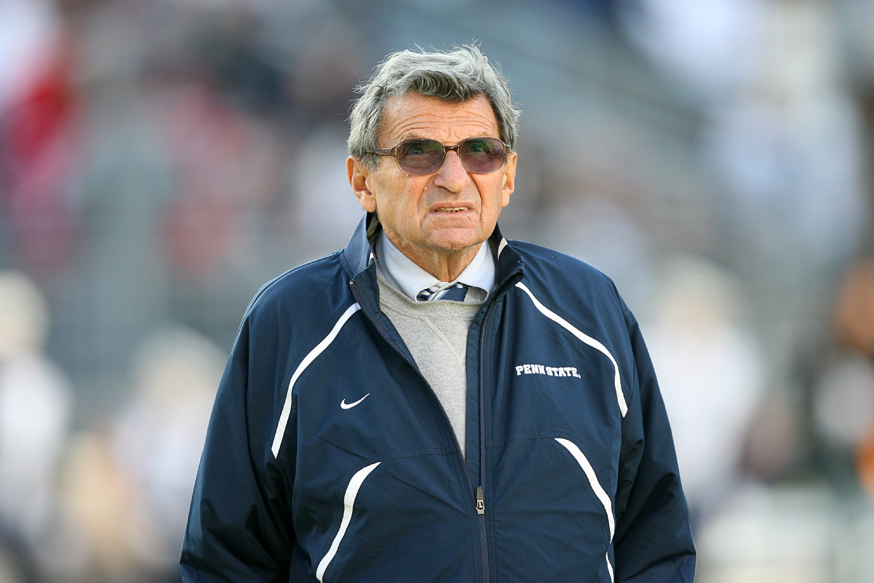 STATE COLLEGE, PA - NOVEMBER 7: Head coach Joe Paterno of the Penn State Nittany Lions stands on the field during warm-ups before a game against the Ohio State Buckeyes on November 7, 2009 at Beaver Stadium in State College, Pennsylvania. (Photo by Hunter