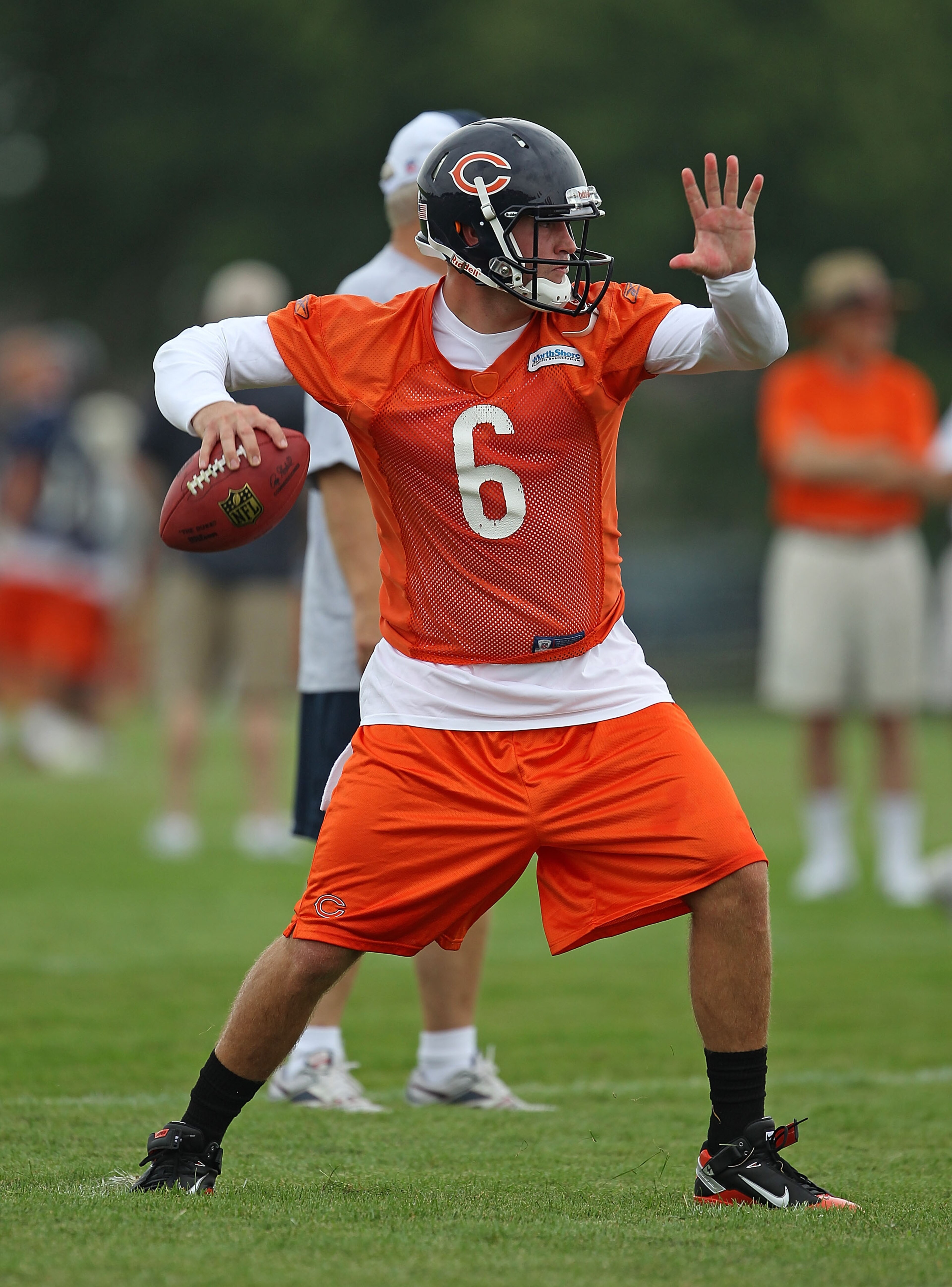 BOURBONNAIS, IL - JULY 30: Jay Culter #6 of the Chicago Bears passes the ball during a summer training camp practice at Olivet Nazarene University on July 30, 2010 in Bourbonnais, Illinois. (Photo by Jonathan Daniel/Getty Images) BOURBONNAIS, IL - JULY 30: Jay Culter #6 of the Chicago Bears passes the ball during a summer training camp practice at Olivet Nazarene University on July 30, 2010 in Bourbonnais, Illinois. (Photo by Jonathan Daniel/Getty Images)