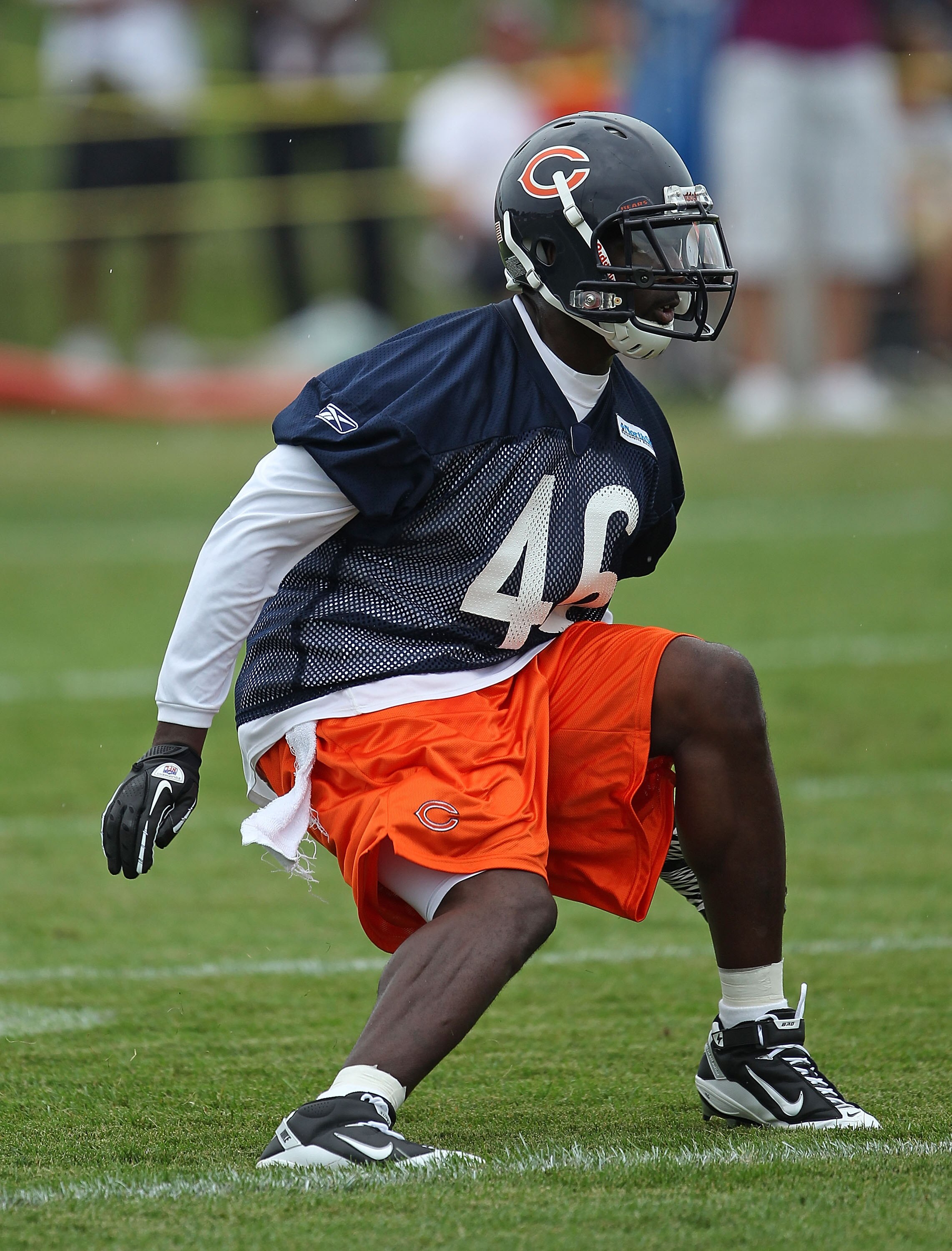 BOURBONNAIS, IL - JULY 30: Chris Harris #46 of the Chicago Bears works out during a summer training camp practice at Olivet Nazarene University on July 30, 2010 in Bourbonnais, Illinois. (Photo by Jonathan Daniel/Getty Images)