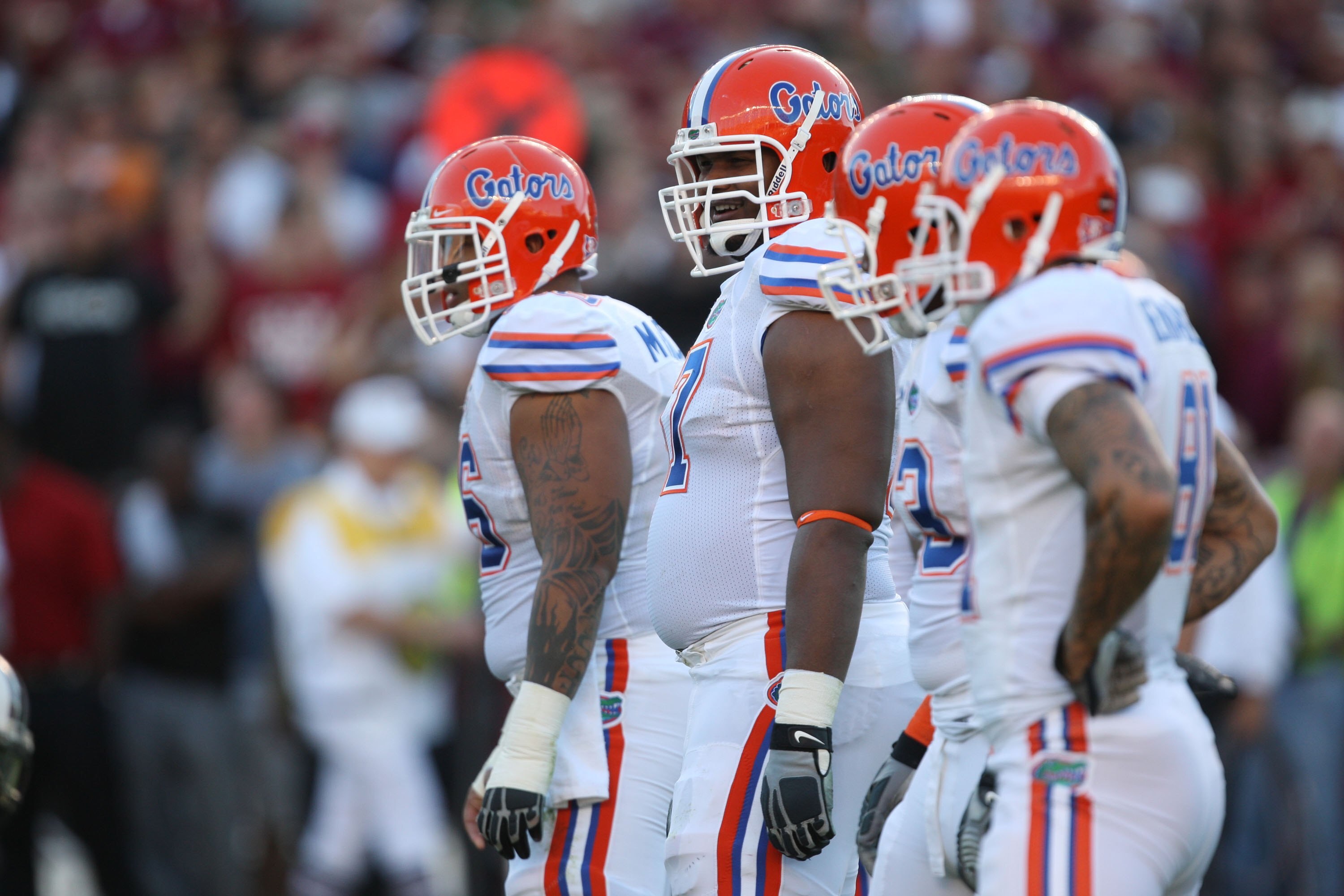COLUMBIA, SC - NOVEMBER 14:  Carl Johnson #57 of the Florida Gators looks on during the game against the South Carolina Gamecocks at Williams-Brice Stadium on November 14, 2009 in Columbia, South Carolina. (Photo by Streeter Lecka/Getty Images)