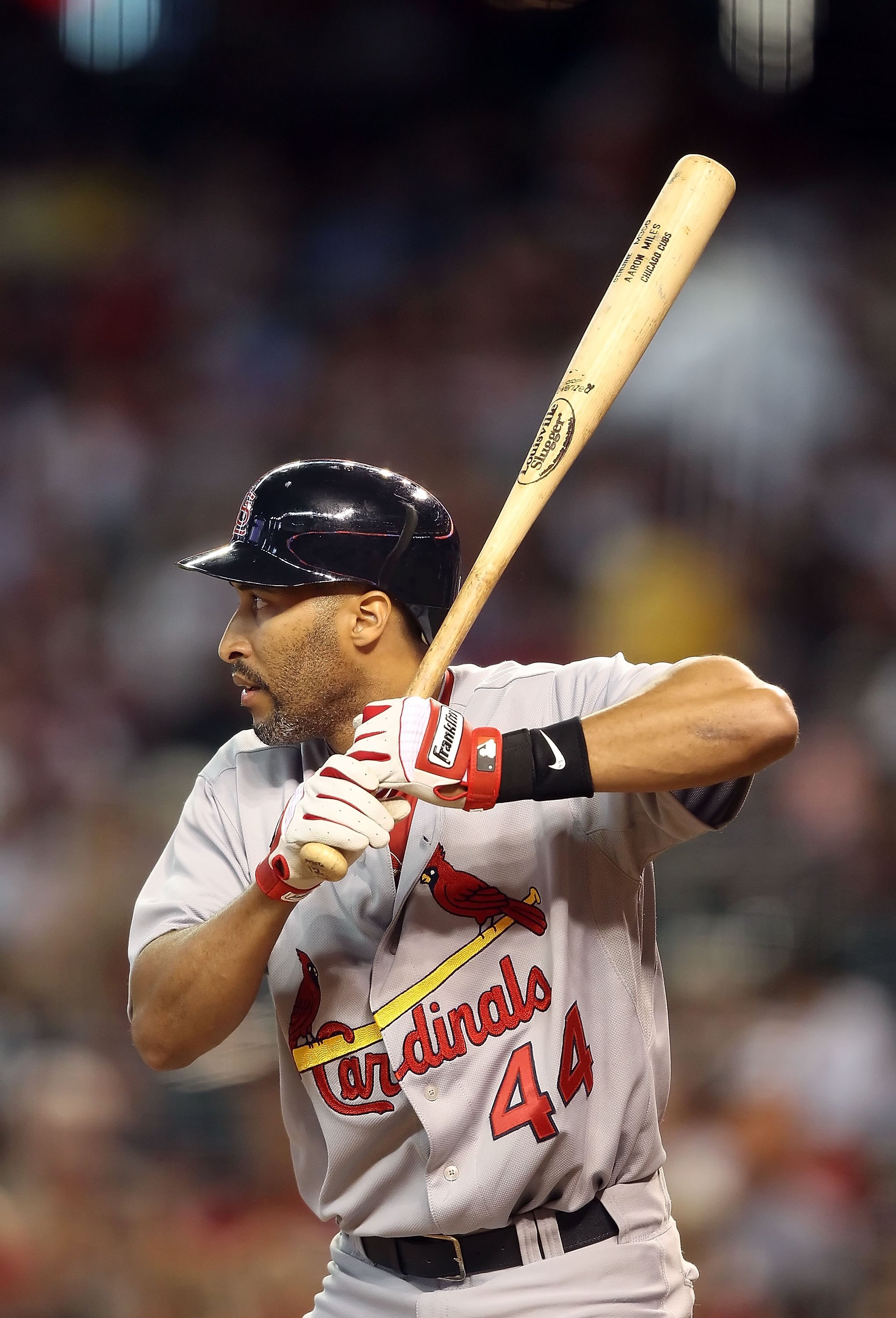 PHOENIX - JUNE 13:  Randy Winn #44 of the St. Louis Cardinals bats against the Arizona Diamondbacks during the Major League Baseball game at Chase Field on June 13, 2010 in Phoenix, Arizona.  The Diamondbacks defeated the Cardinals 7-5.  (Photo by Christi