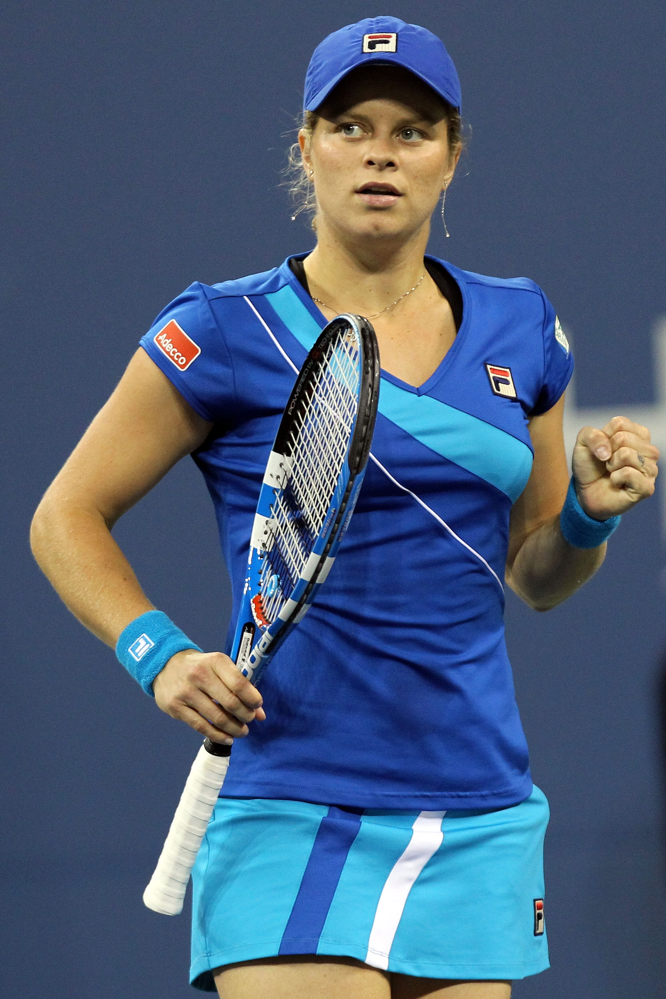 NEW YORK - SEPTEMBER 11:  Kim Clijsters of Belguim reacts against Vera Zvonareva of Russia during her women's singles final on day thirteen of the 2010 U.S. Open at the USTA Billie Jean King National Tennis Center on September 11, 2010 in the Flushing nei