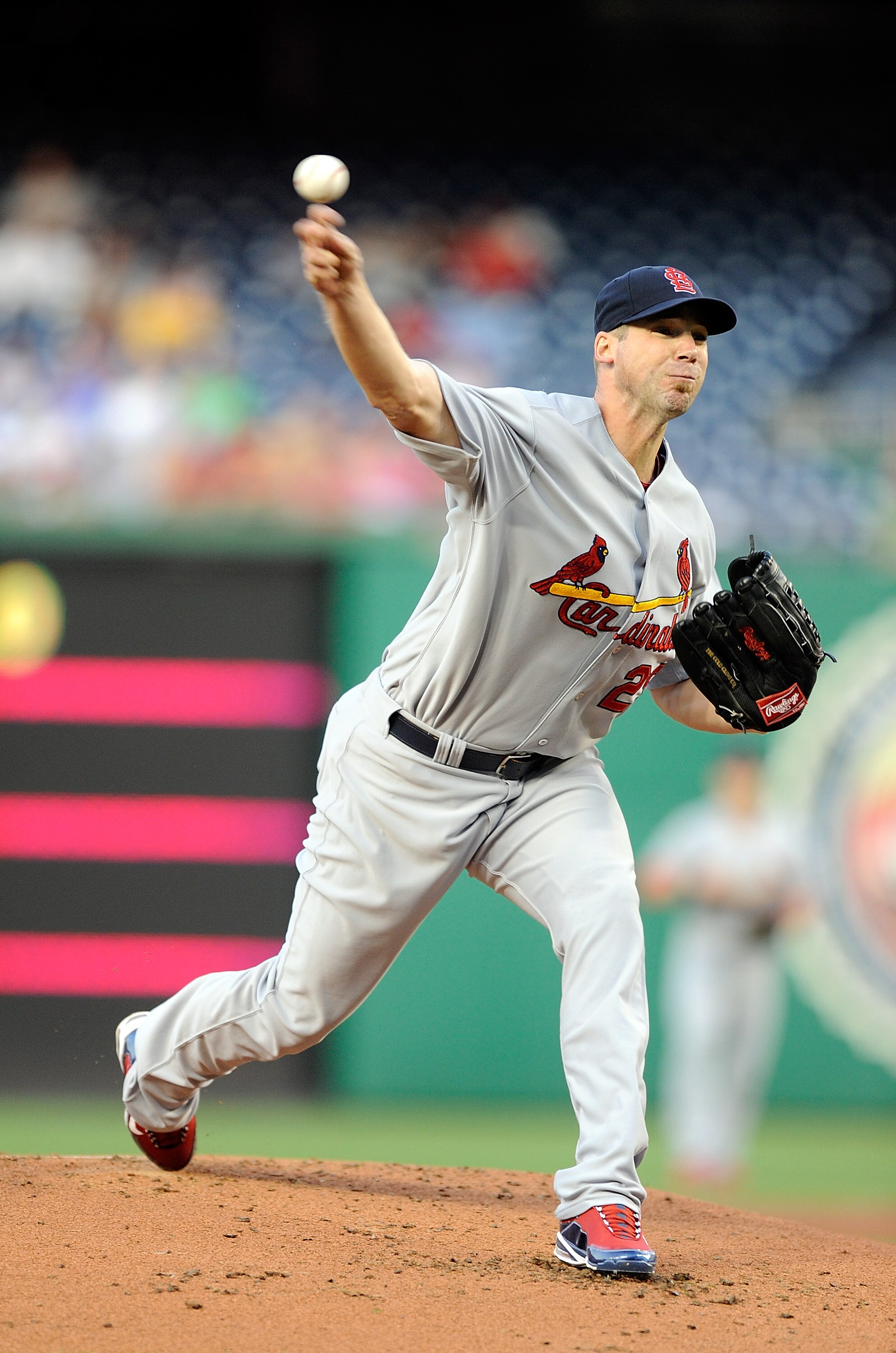 WASHINGTON - AUGUST 26:  Chris Carpenter #29 of the St. Louis Cardinals pitches against the Washington Nationals at Nationals Park on August 26, 2010 in Washington, DC. (Photo by Greg Fiume/Getty Images)