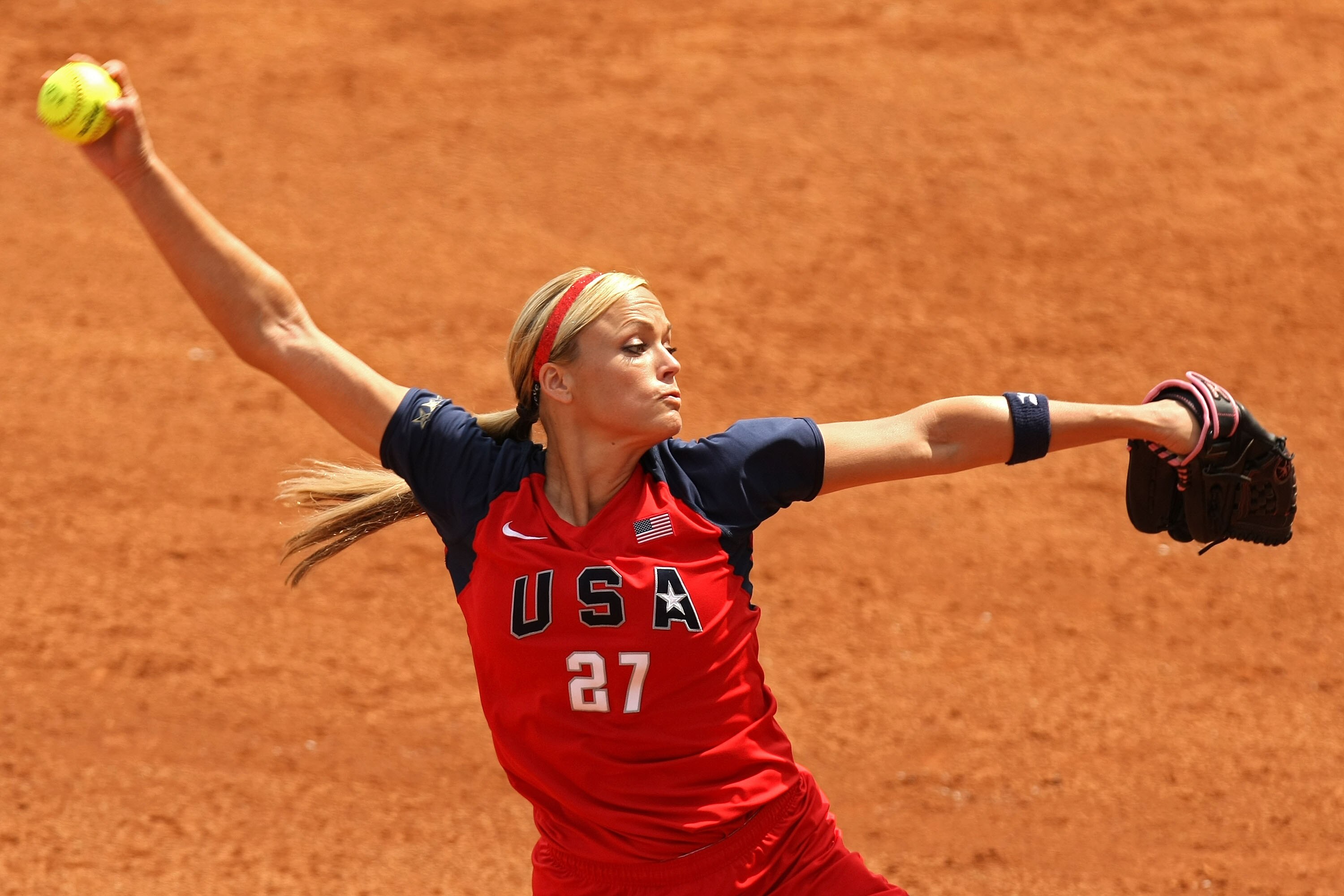 BEIJING - AUGUST 16:  Jennie Finch of the United States pitches against Chinese Taipei during their softball game at Fengtai Softball Field on Day 8 of the Beijing 2008 Olympic Games on August 16, 2008 in Beijing, China.  (Photo by Al Bello/Getty Images)