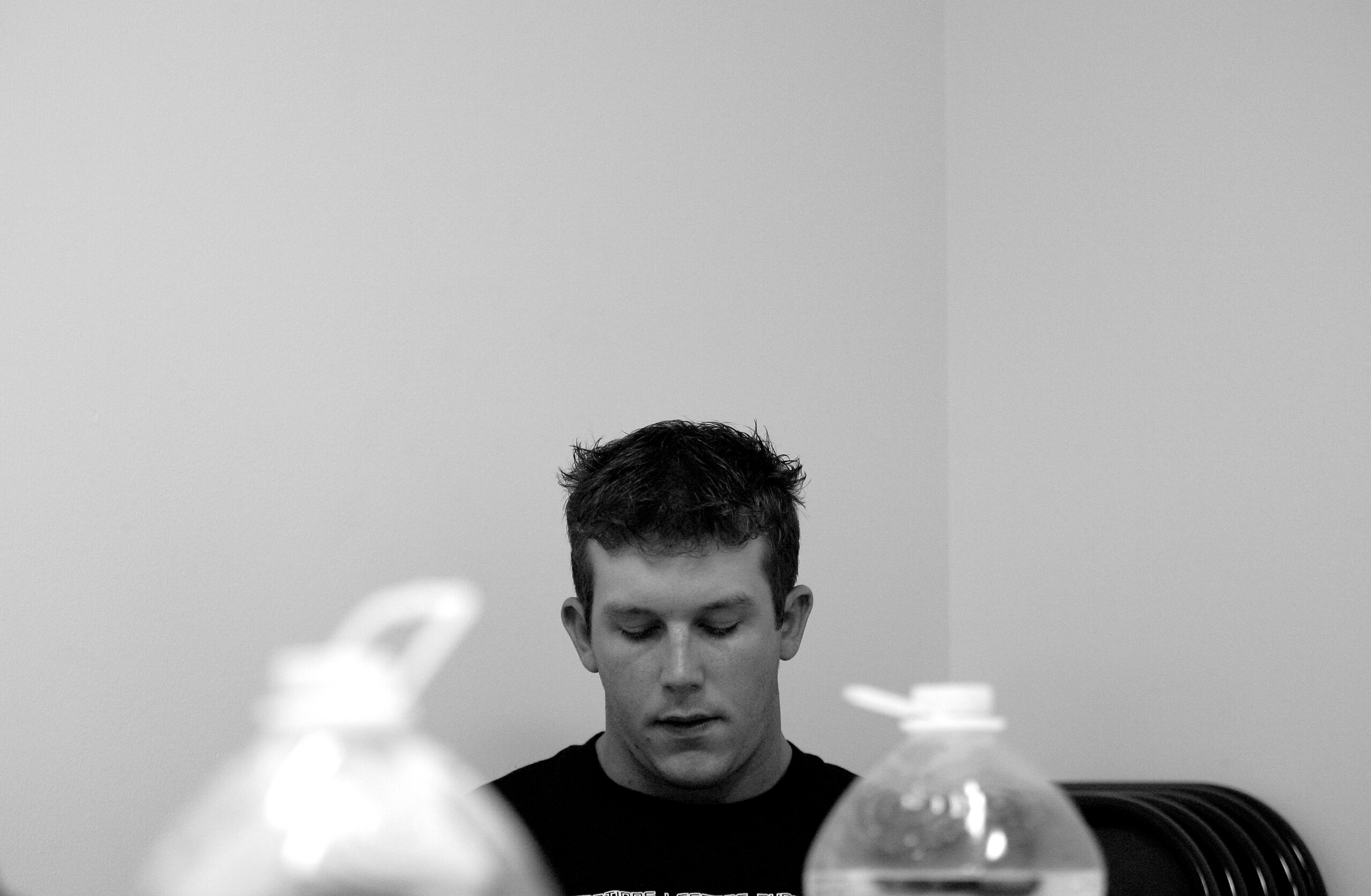 ELDON - JULY 8: Teddy DiBiase Jr. waits in the backroom before his first professional fight for the World League Wrestling on July 8, 2006 in Eldon, Missouri. They trained at the Harley Race Wrestling Academy. Harley Race's legendary wrestling career span ELDON - JULY 8: Teddy DiBiase Jr. waits in the backroom before his first professional fight for the World League Wrestling on July 8, 2006 in Eldon, Missouri. They trained at the Harley Race Wrestling Academy. Harley Race's legendary wrestling career span