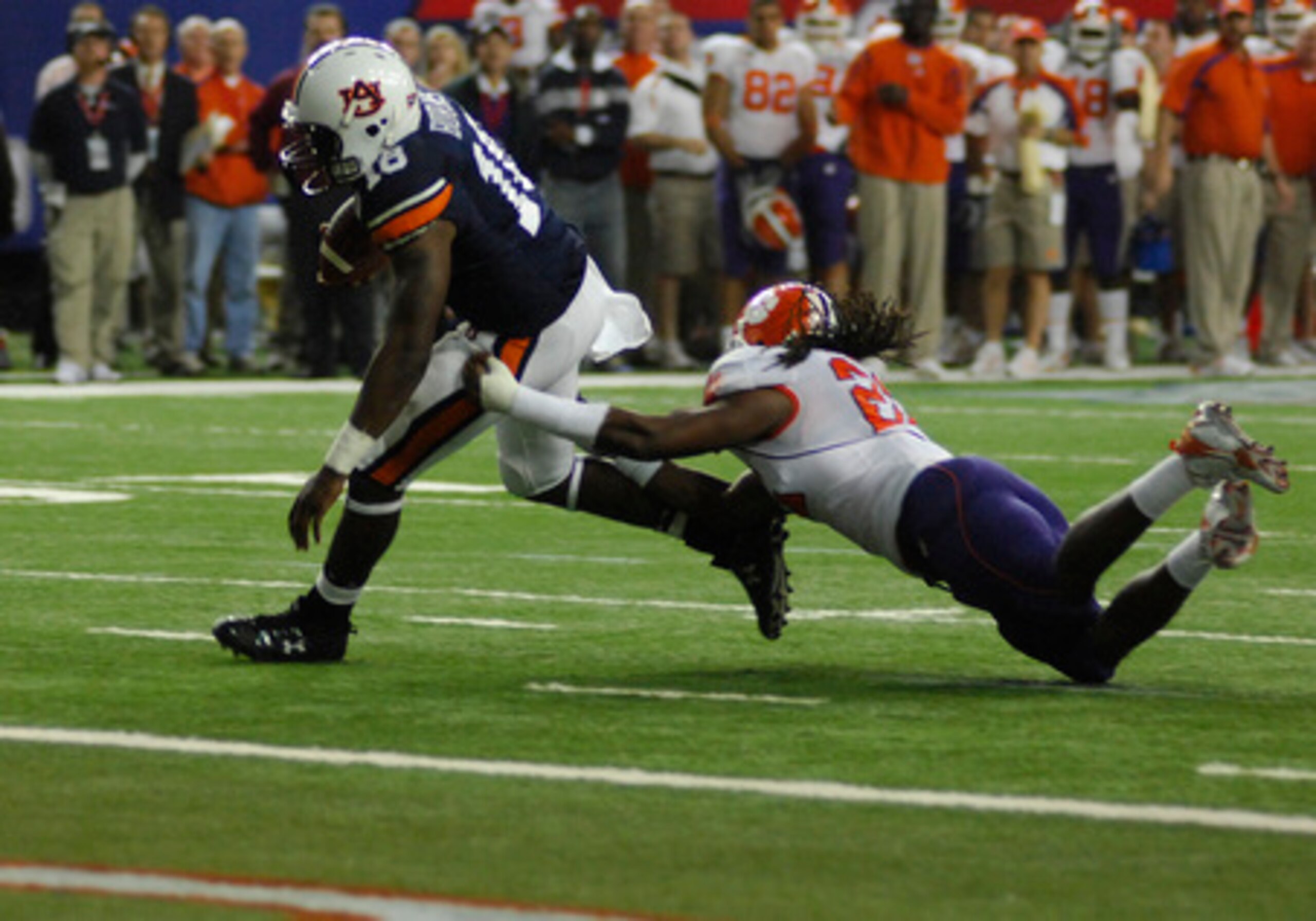 Kodi Burns scores the game-winning touchdown against Clemson in the 2007 Chick-Fil-A Bowl. The two teams meet again Saturday night. Kodi Burns scores the game-winning touchdown against Clemson in the 2007 Chick-Fil-A Bowl. The two teams meet again Saturday night.