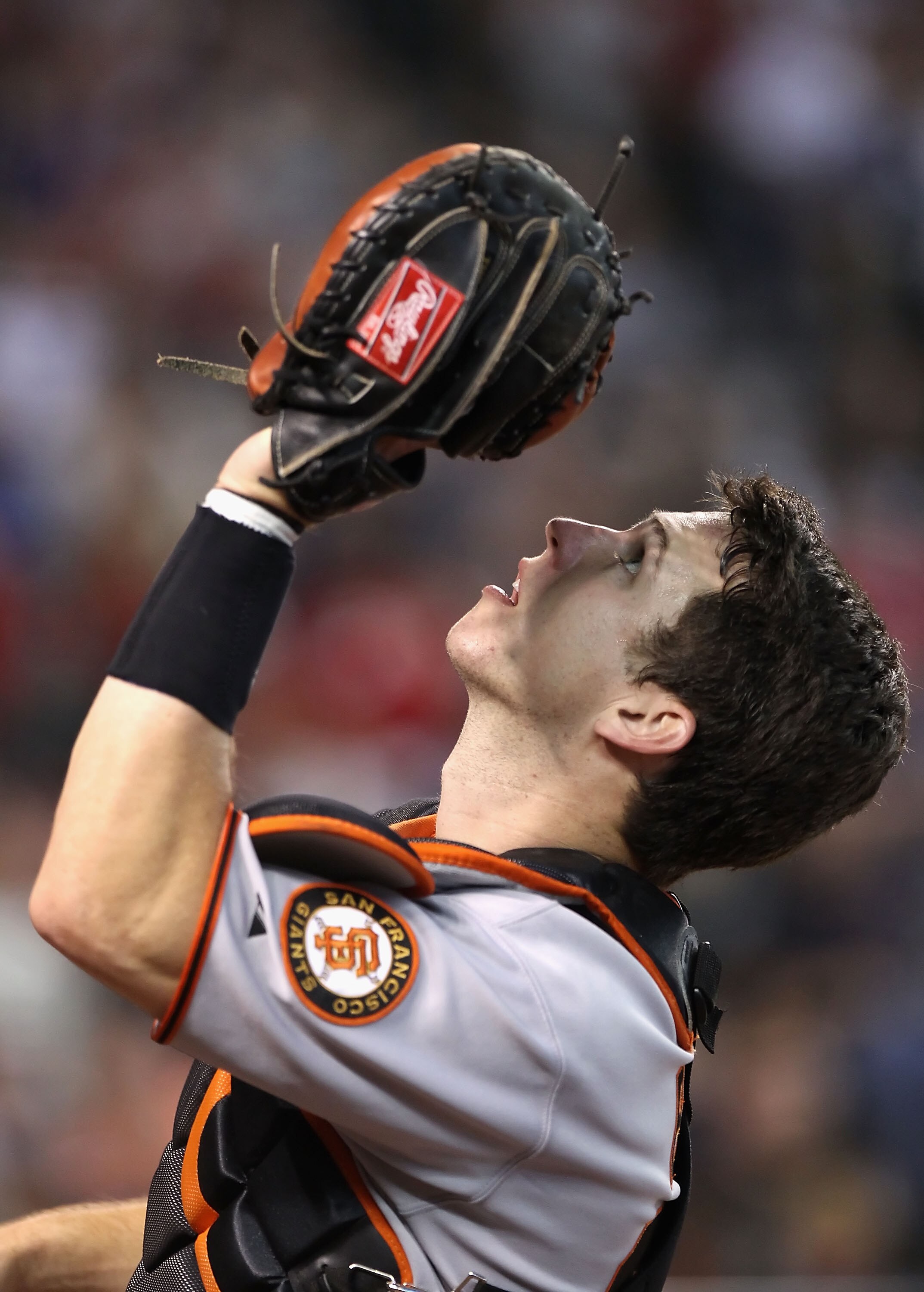 PHOENIX - SEPTEMBER 06:  Catcher Buster Posey #28 of the San Francisco Giants in action during the Major League Baseball game against the Arizona Diamondbacks at Chase Field on September 6, 2010 in Phoenix, Arizona. The Giants defeated the Diamondbacks 2-