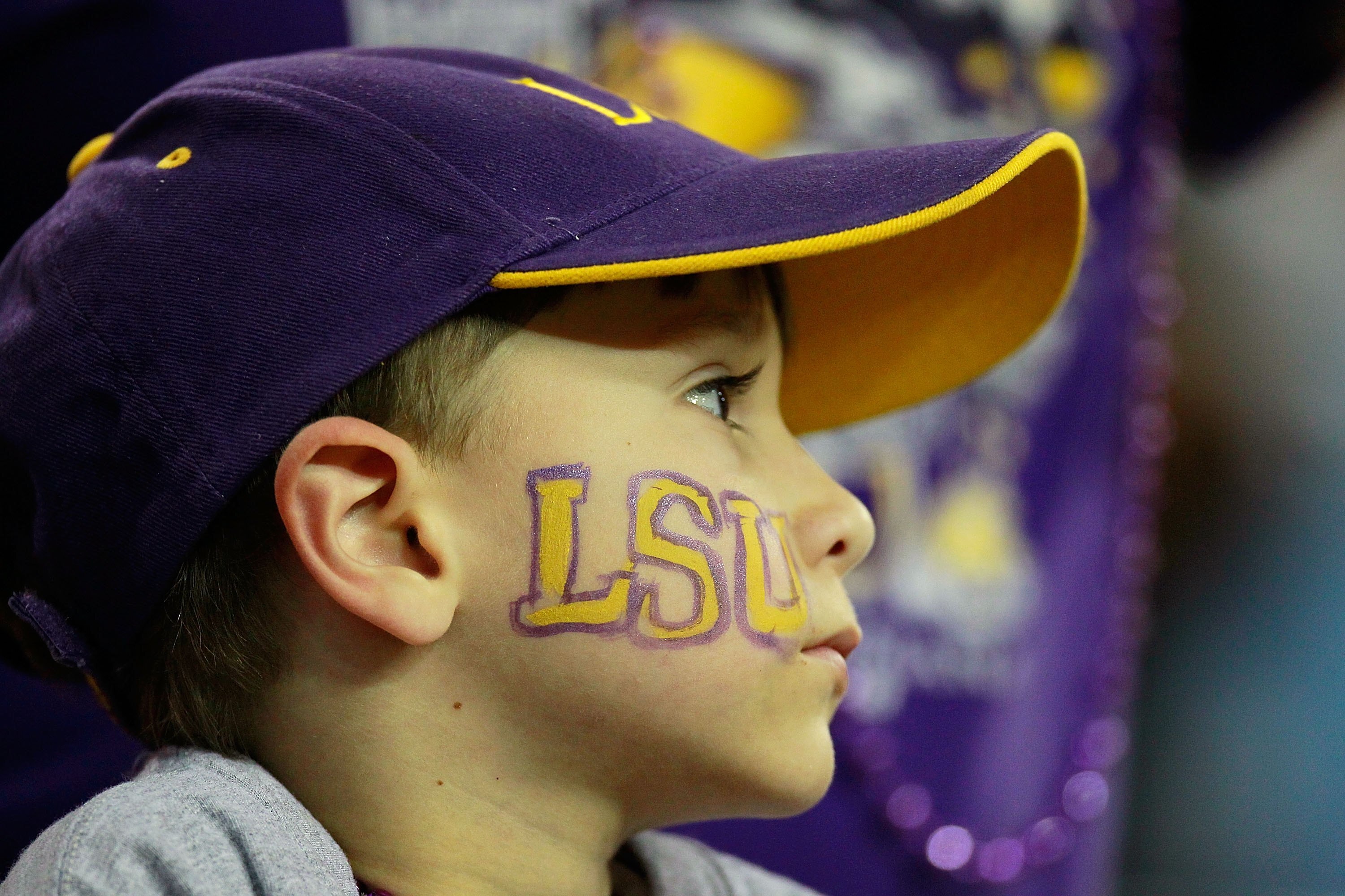 ATLANTA - SEPTEMBER 04:  A fan of the LSU Tigers against the North Carolina Tar Heels during the Chick-fil-A Kickoff Game at Georgia Dome on September 4, 2010 in Atlanta, Georgia.  (Photo by Kevin C. Cox/Getty Images)