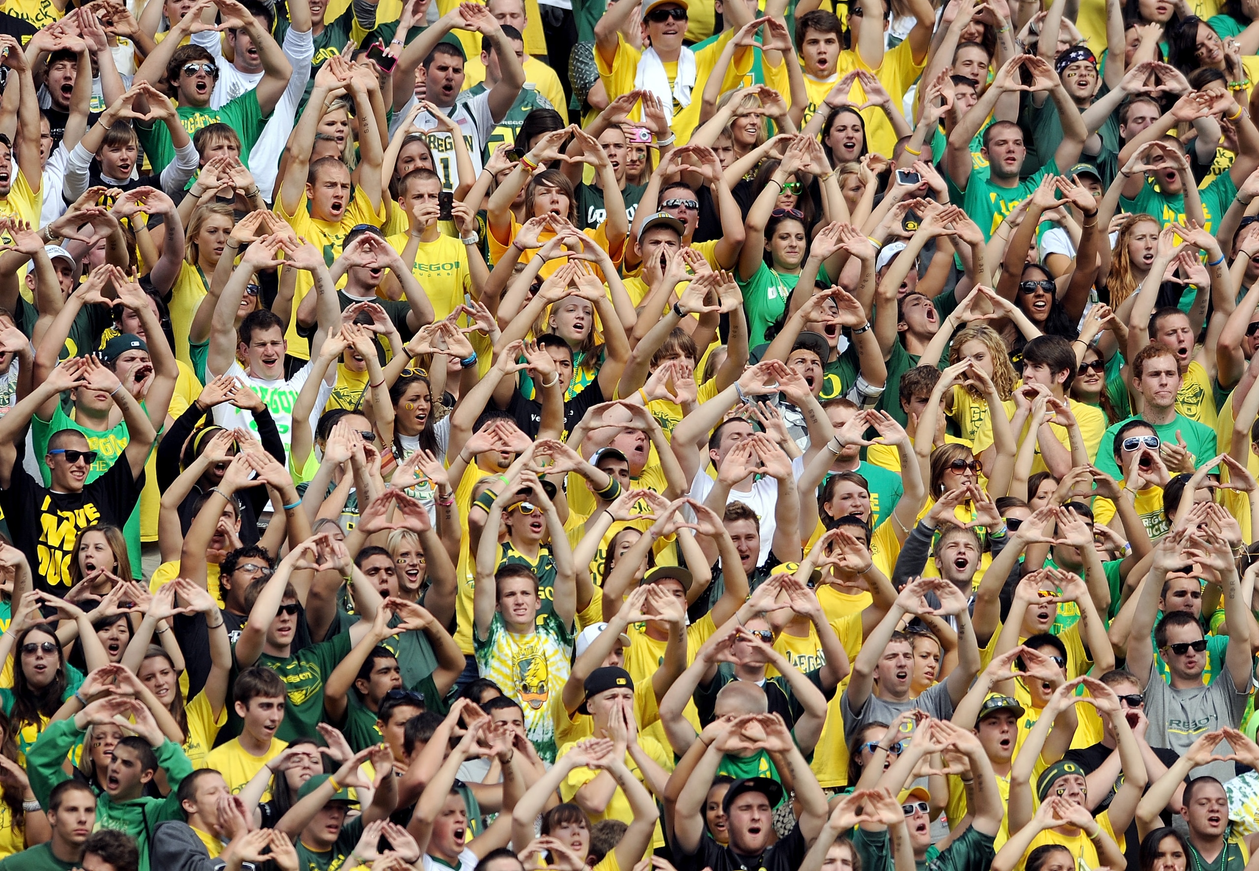 EUGENE, OR - SEPTEMBER 04: The crowd at Autzen Stadium makes some noise during the game between the Oregon Ducks and the New Mexico Lobos on September 4, 2010 in Eugene, Oregon. (Photo by Steve Dykes/Getty Images) EUGENE, OR - SEPTEMBER 04: The crowd at Autzen Stadium makes some noise during the game between the Oregon Ducks and the New Mexico Lobos on September 4, 2010 in Eugene, Oregon. (Photo by Steve Dykes/Getty Images)