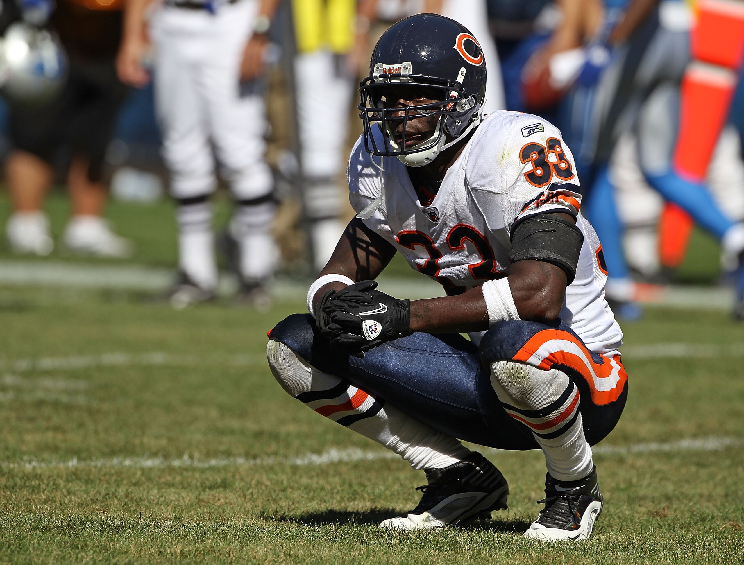 CHICAGO - SEPTEMBER 12: Charles Tillman #33 of the Chicago Bears waits for an instant replay call near the end of the NFL season opening game against the Detroit Lions at Soldier Field on September 12, 2010 in Chicago, Illinois. The Bears defeated the Lio