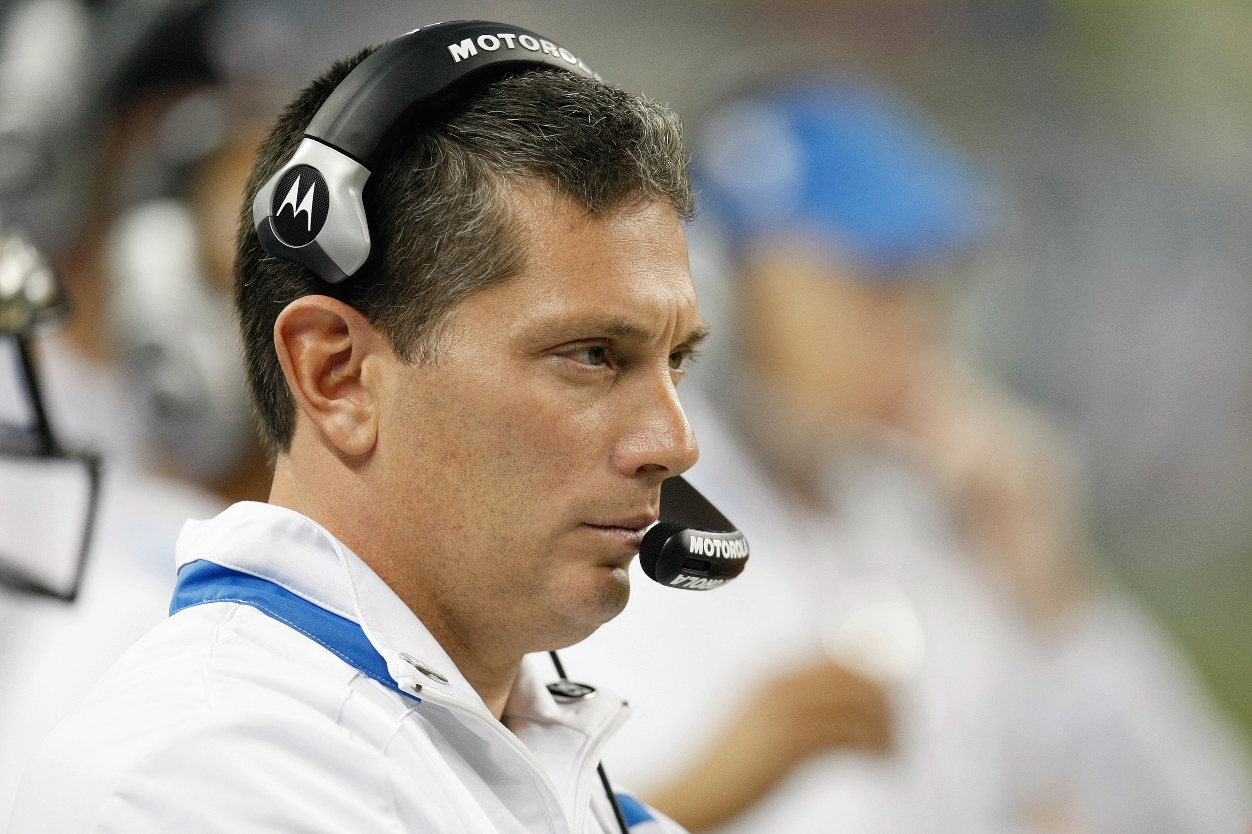 DETROIT , MI - NOVEMBER 26: Head coach Jim Schwartz of the Detroit Lions watches the action during the game against the Green Bay Packers on November 26, 2009 at Ford Field in Detroit, Michigan. Green Bay won the game 34-12. (Photo by Gregory Shamus/Gett DETROIT , MI - NOVEMBER 26: Head coach Jim Schwartz of the Detroit Lions watches the action during the game against the Green Bay Packers on November 26, 2009 at Ford Field in Detroit, Michigan. Green Bay won the game 34-12. (Photo by Gregory Shamus/Gett