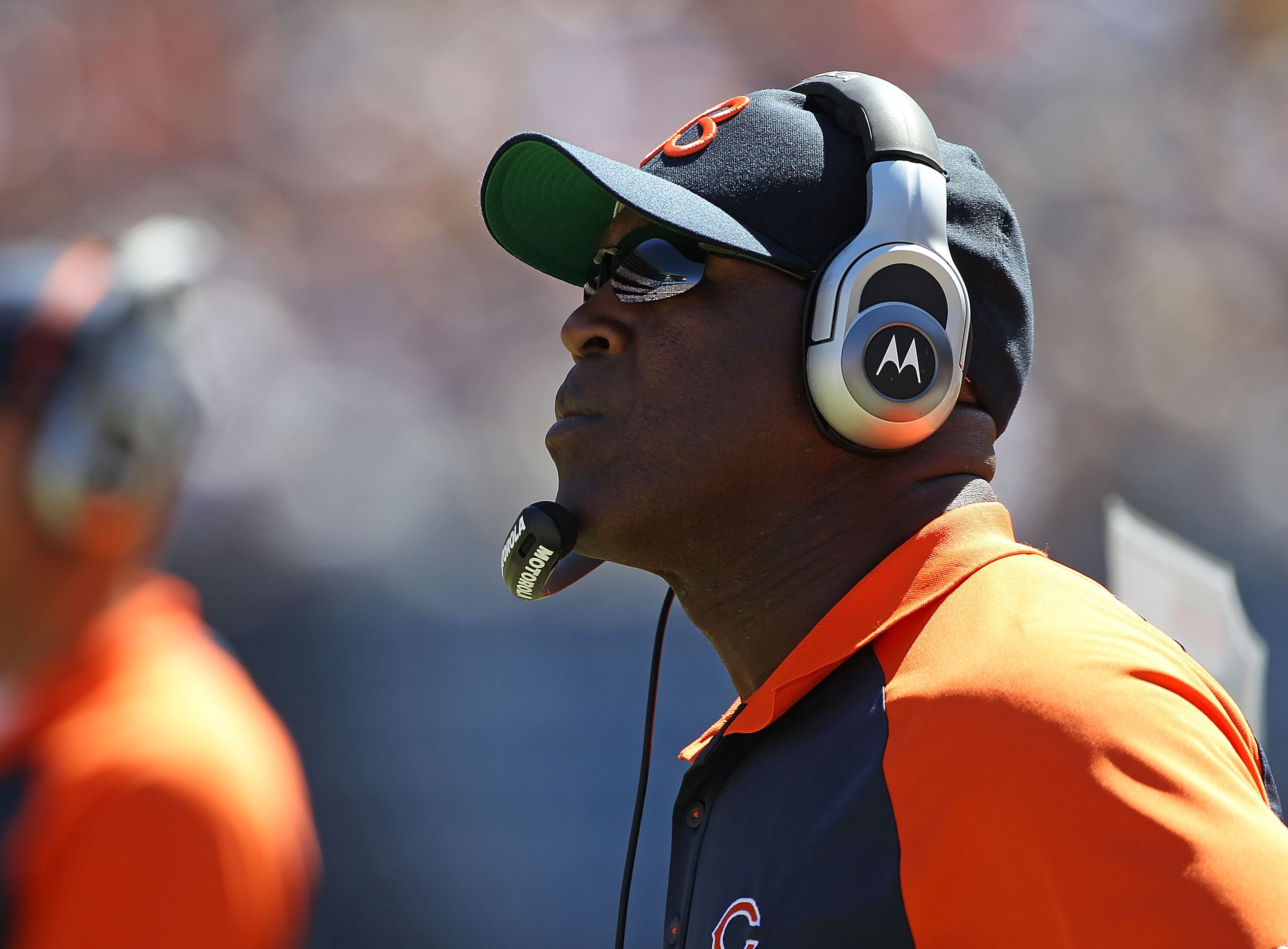 CHICAGO - SEPTEMBER 12: Head coach Lovie Smith of the Chicago Bears watches as his team takes on the Detroit Lions during the NFL season opening game at Soldier Field on September 12, 2010 in Chicago, Illinois. The Bears defeated the Lions 19-14. (Photo b