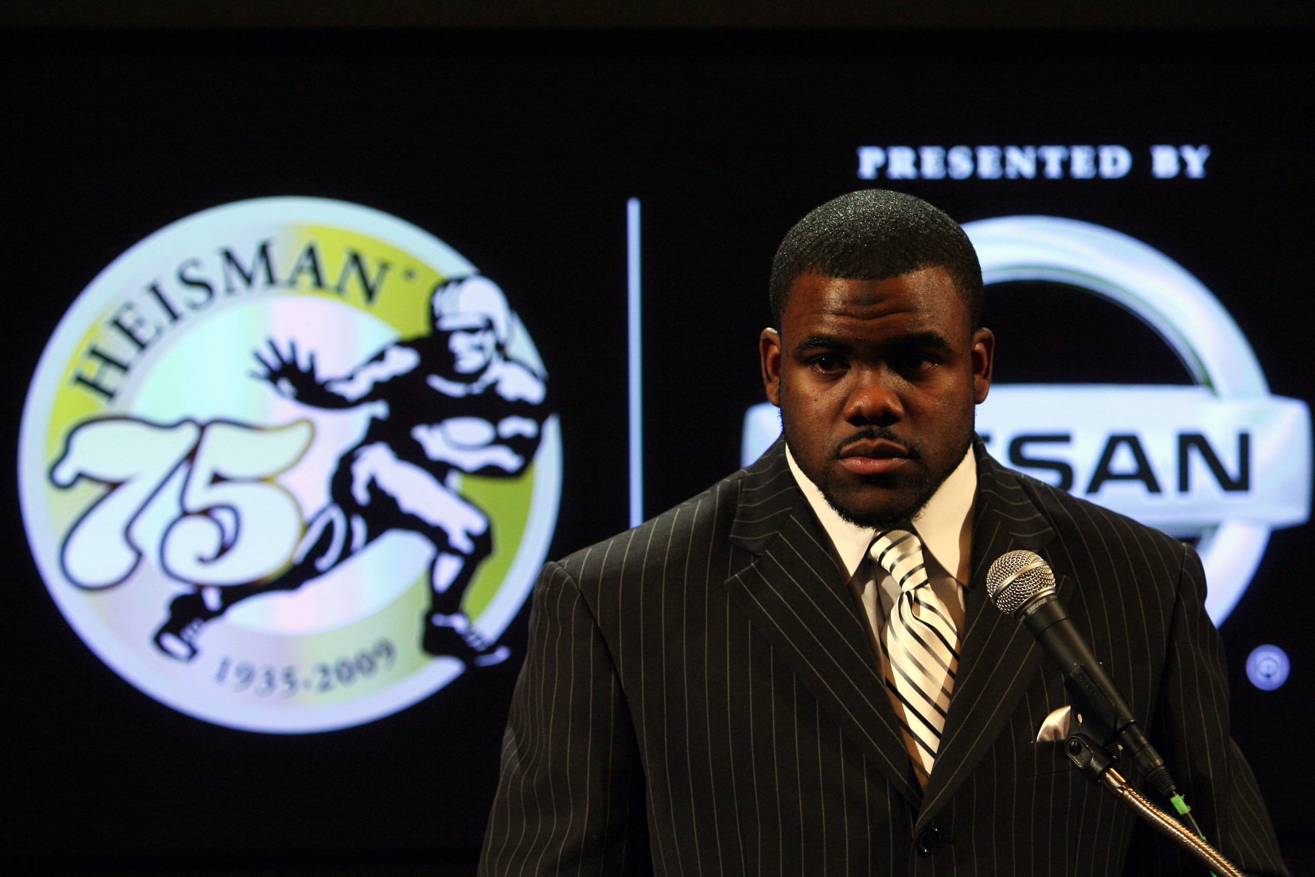NEW YORK - DECEMBER 12:  Running back Mark Ingram #22 of the Alabama Crimson talks to the media during a press conference after being named the 75th Heisman Trophy winner at the Marriott Marquis on December 12, 2009 in New York City.  (Photo by Chris Trot