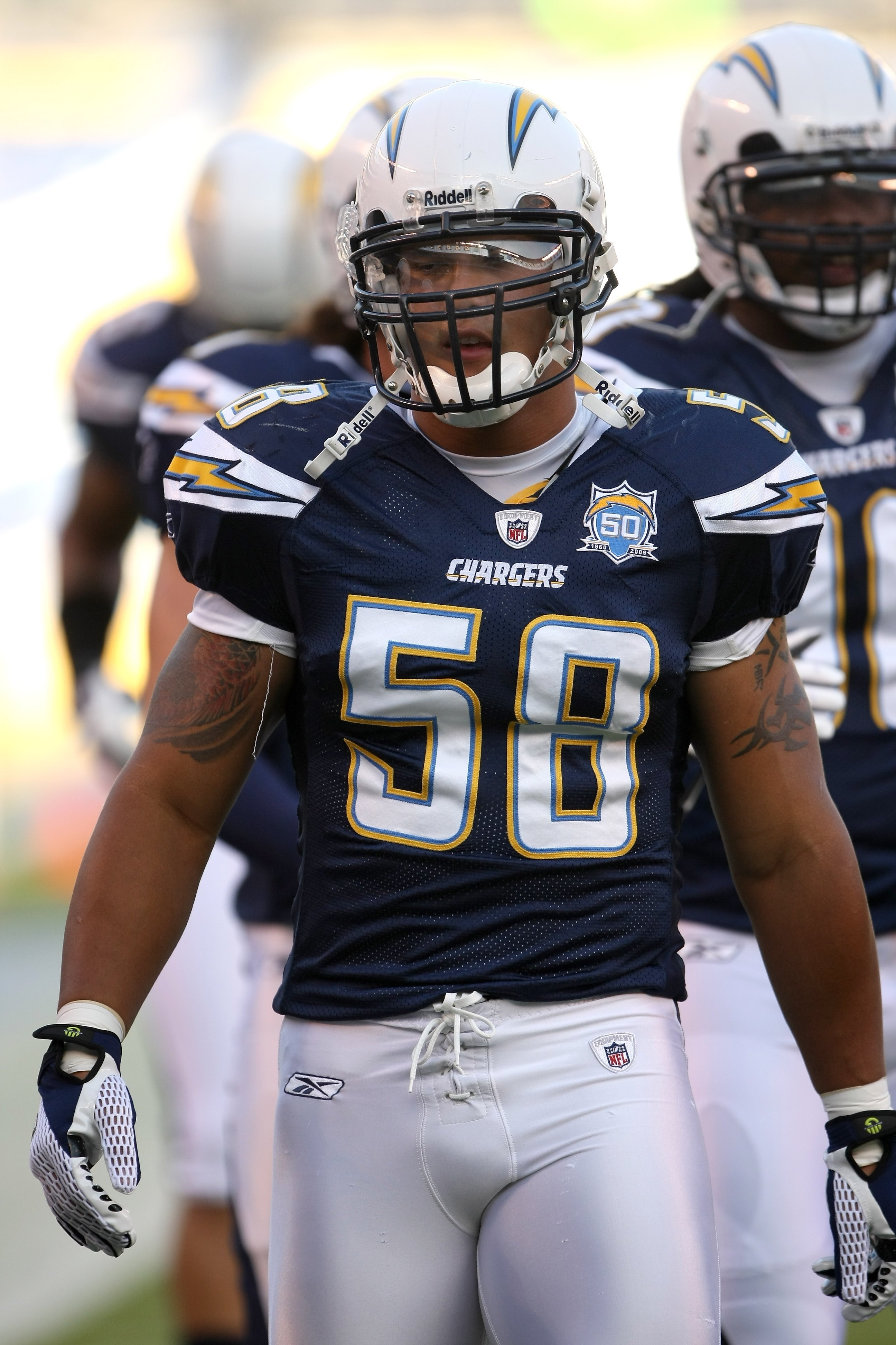 SAN DIEGO - AUGUST 15:  Linebacker Anthony Felder #58 of the San Diego Chargers warms up for the game with the Seattle Seahawks on August 15, 2009 at Qualcomm Stadium in San Diego, California.    (Photo by Stephen Dunn/Getty Images)