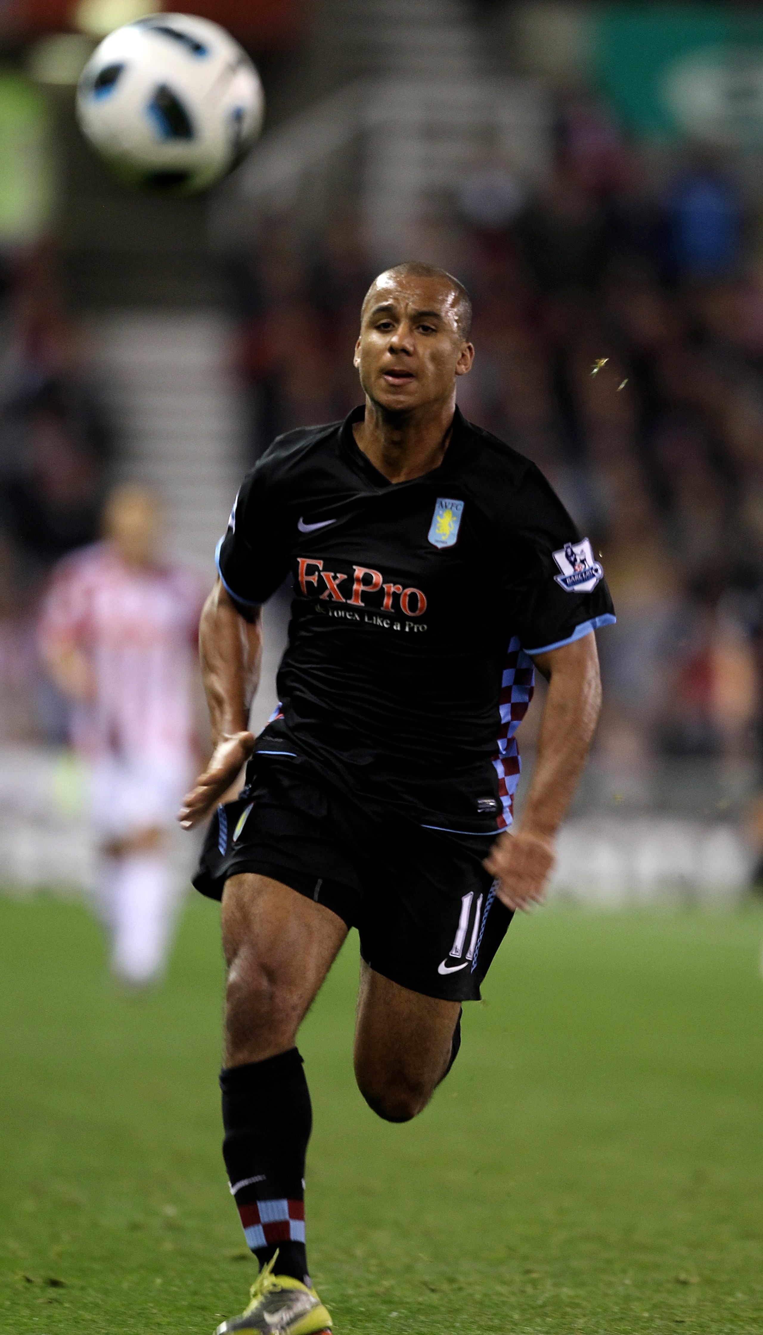 STOKE ON TRENT, ENGLAND - SEPTEMBER 13: Gabriel Agbonlahor of Aston Villa in action during the Barclays Premier League match between Stoke City and Aston Villa at The Britannia Stadium on September 13, 2010 in Stoke on Trent, England. (Photo by Ross Kin STOKE ON TRENT, ENGLAND - SEPTEMBER 13: Gabriel Agbonlahor of Aston Villa in action during the Barclays Premier League match between Stoke City and Aston Villa at The Britannia Stadium on September 13, 2010 in Stoke on Trent, England. (Photo by Ross Kin