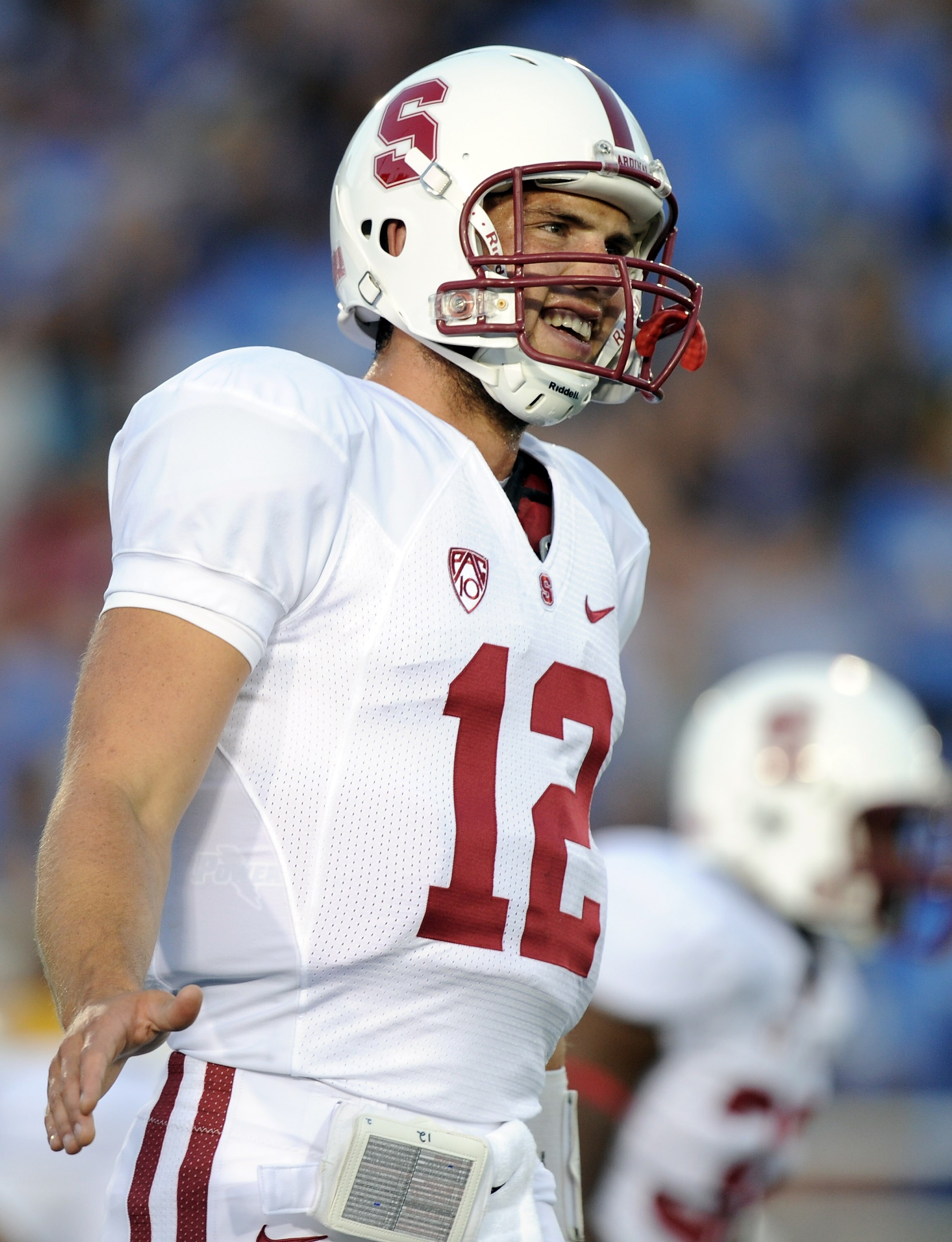 PASADENA, CA - SEPTEMBER 11:  Andrew Luck #12 of Stanford smiles before the game against UCLA at the Rose Bowl on September 11, 2010 in Pasadena, California.  (Photo by Harry How/Getty Images)