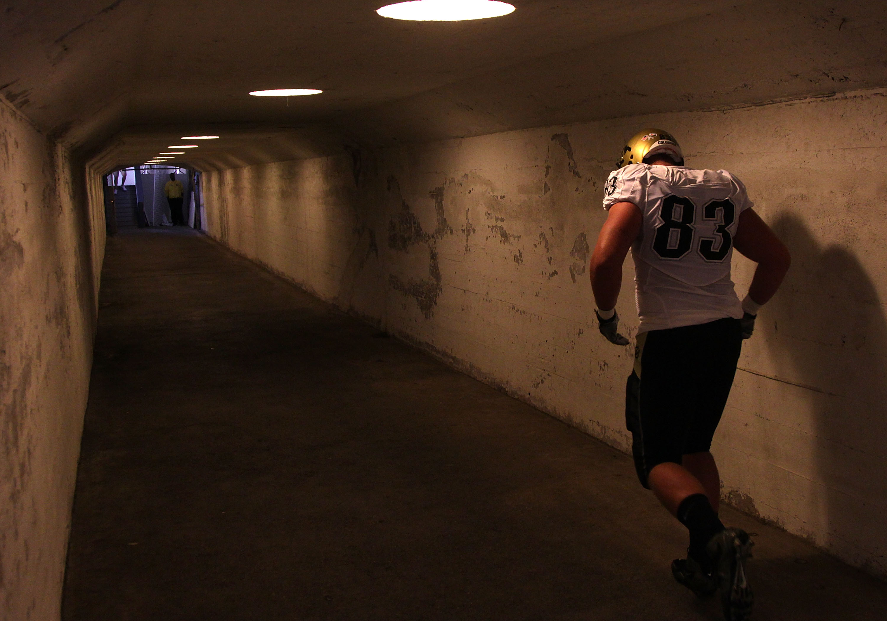 BERKELEY, CA - SEPTEMBER 11:  Will Pericak #83 of the Colorado Buffaloes leaves the field against of the California Golden Bears at California Memorial Stadium on September 11, 2010 in Berkeley, California.  (Photo by Jed Jacobsohn/Getty Images)