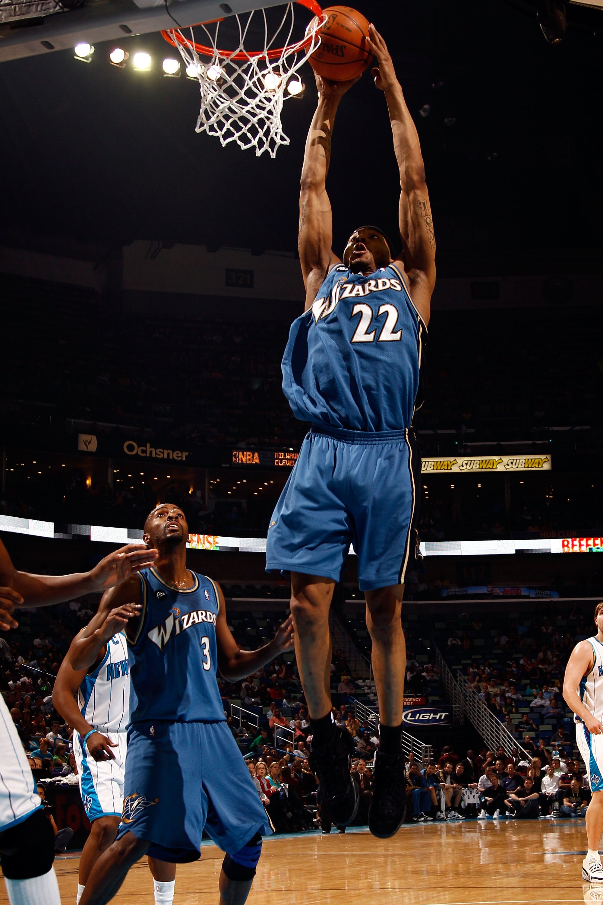 NEW ORLEANS - MARCH 31:  James Singleton #22 of the Washington Wizards dunks the ball against the New Orleans Hornets at New Orleans Arena on March 31, 2010 in New Orleans, Louisiana.  NOTE TO USER: User expressly acknowledges and agrees that, by download