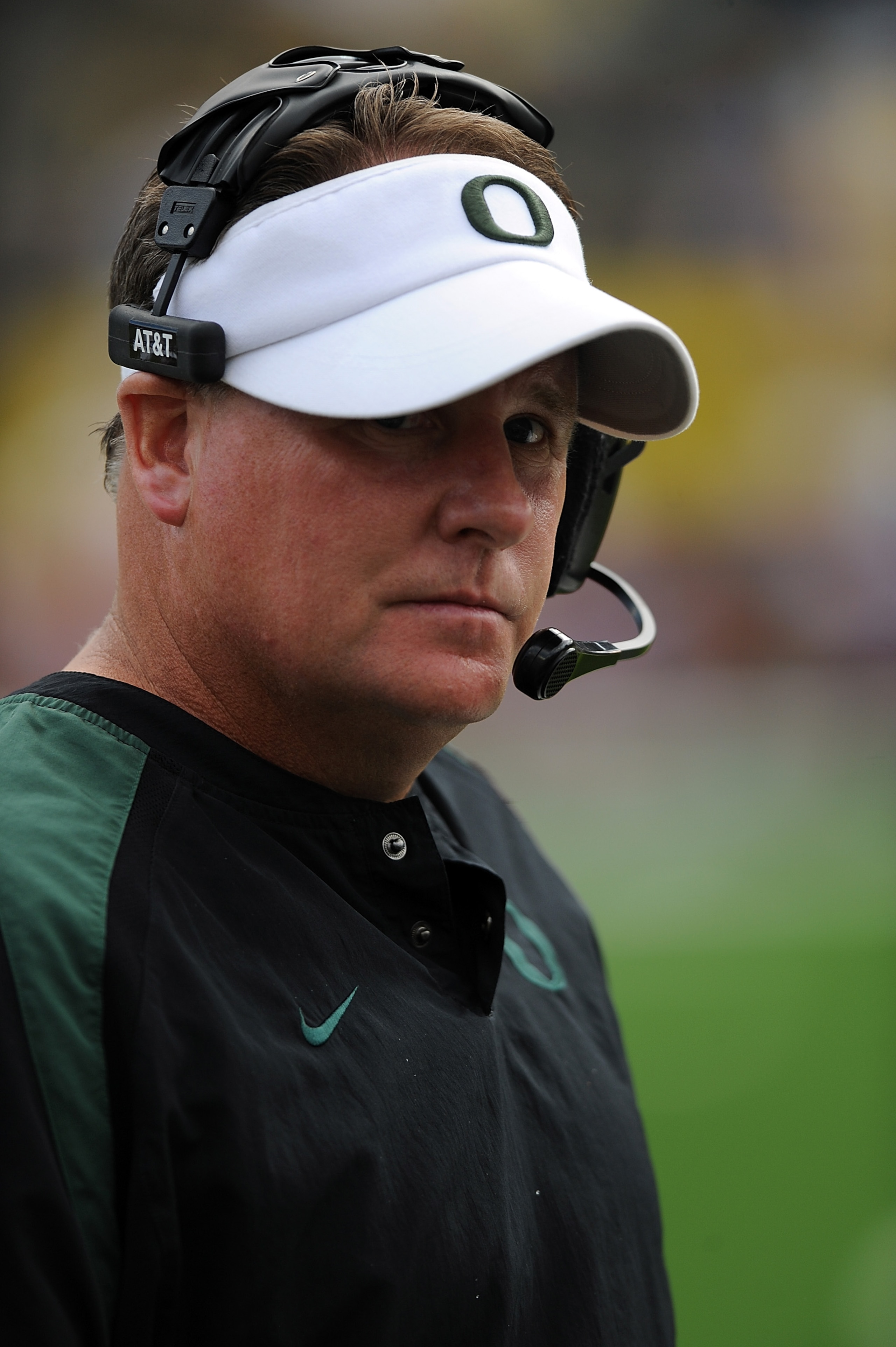 EUGENE, OR - SEPTEMBER 04: Head coach Chip Kelly of the Oregon Ducks paces the sidelines in the third quarter of the game against the New Mexico Lobos at Autzen Stadium on September 4, 2010 in Eugene, Oregon. Oregon won the game 72-0.  (Photo by Steve Dyk