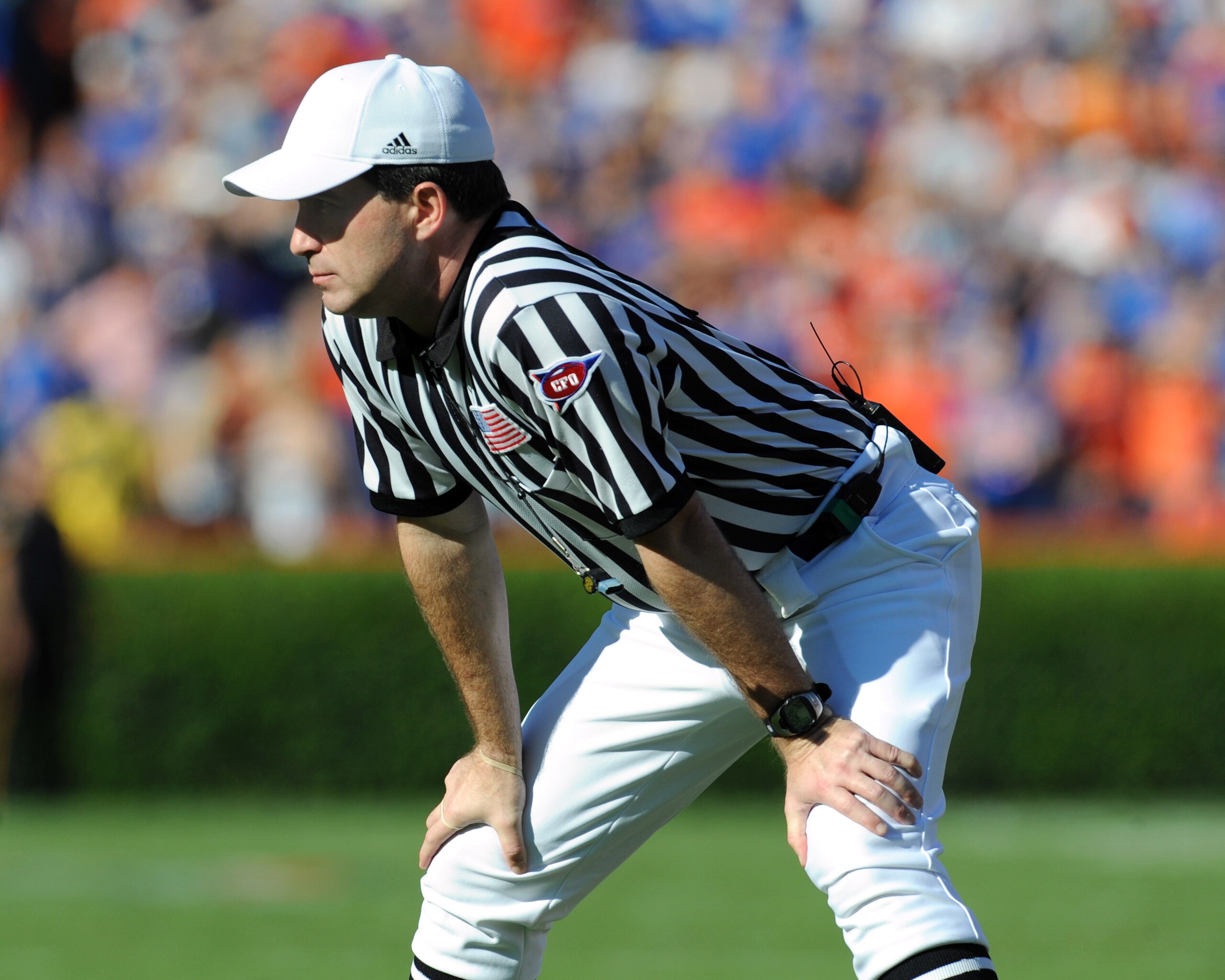 GAINESVILLE, FL - OCTOBER 17: SEC referee Marc Curles watches play as the Florida Gators host the Arkansas Razorbacks October 17, 2009 at Ben Hill Griffin Stadium in Gainesville, Florida. (Photo by Al Messerschmidt/Getty Images) GAINESVILLE, FL - OCTOBER 17: SEC referee Marc Curles watches play as the Florida Gators host the Arkansas Razorbacks October 17, 2009 at Ben Hill Griffin Stadium in Gainesville, Florida. (Photo by Al Messerschmidt/Getty Images)