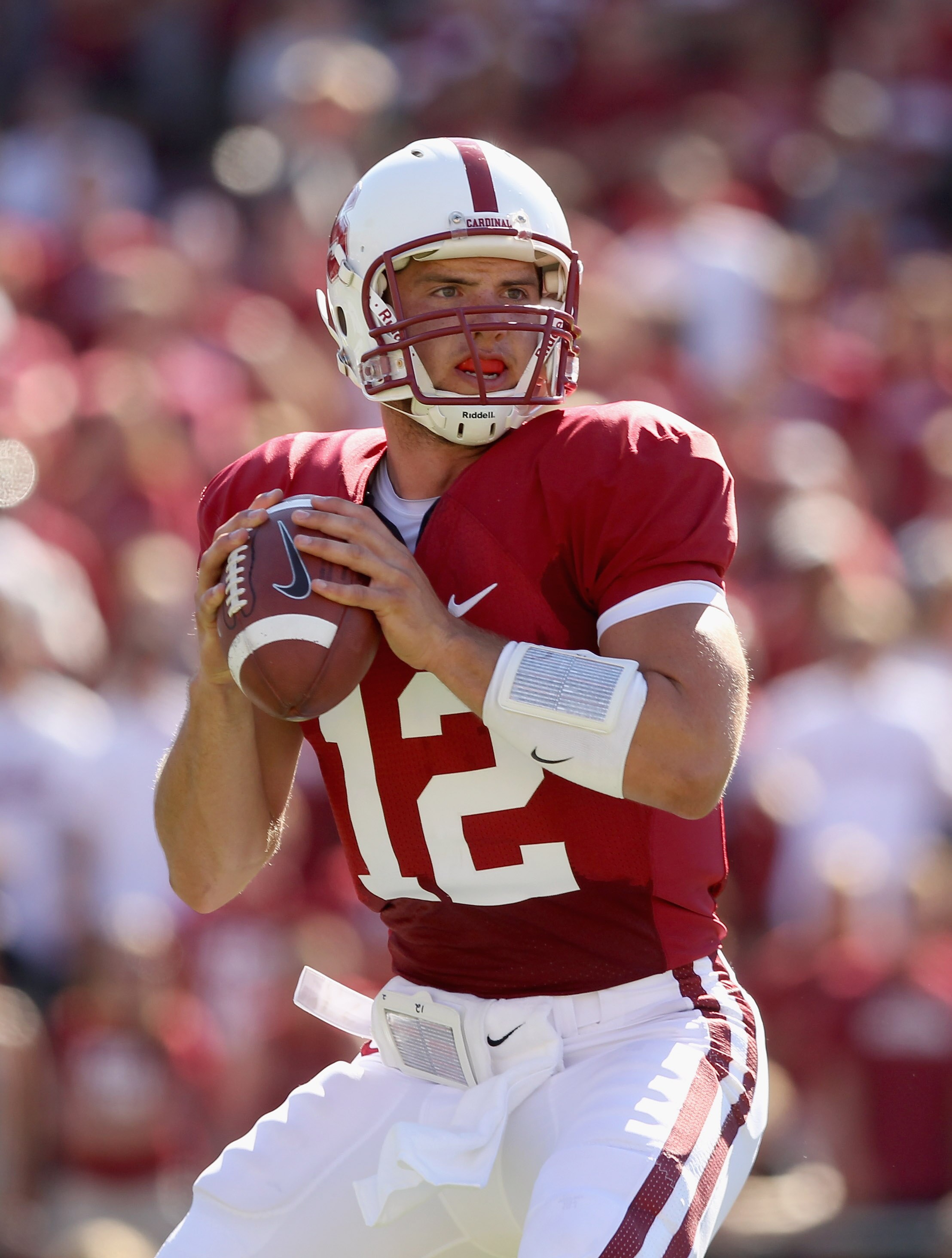 PALO ALTO, CA - SEPTEMBER 04: Andrew Luck #12 of the Stanford Cardinal drops back to pass the ball during their game against the Sacramento State Hornets at Stanford Stadium on September 4, 2010 in Palo Alto, California. (Photo by Ezra Shaw/Getty Images PALO ALTO, CA - SEPTEMBER 04: Andrew Luck #12 of the Stanford Cardinal drops back to pass the ball during their game against the Sacramento State Hornets at Stanford Stadium on September 4, 2010 in Palo Alto, California. (Photo by Ezra Shaw/Getty Images