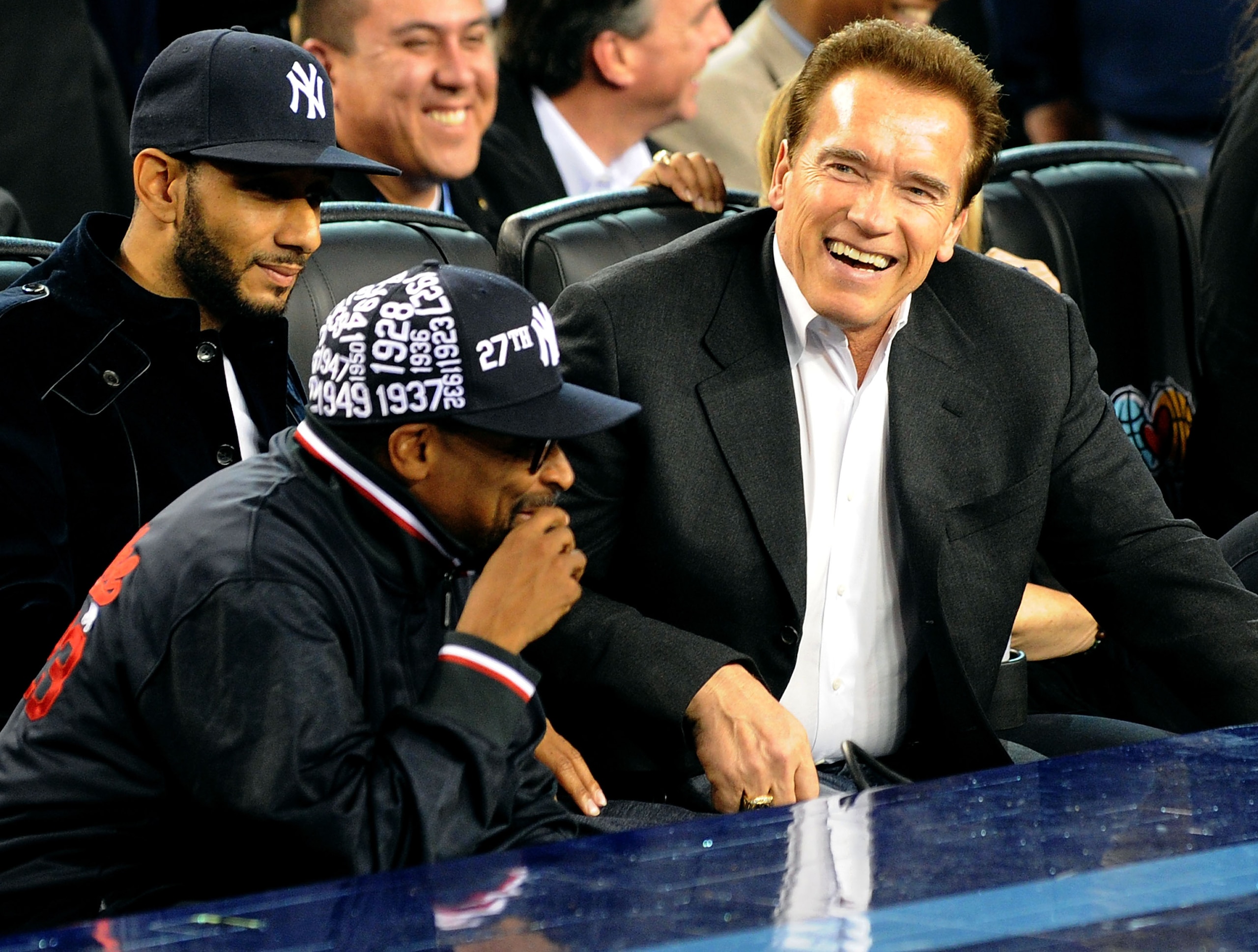 ARLINGTON, TX - FEBRUARY 14: Director/producer Spike Lee (L) and the Governor of California Arnold Schwarzenegger in the audience during the NBA All-Star Game held at Cowboys Stadium on February 14, 2010 in Arlington, Texas. (Photo by Jason Merritt/Gett ARLINGTON, TX - FEBRUARY 14: Director/producer Spike Lee (L) and the Governor of California Arnold Schwarzenegger in the audience during the NBA All-Star Game held at Cowboys Stadium on February 14, 2010 in Arlington, Texas. (Photo by Jason Merritt/Gett