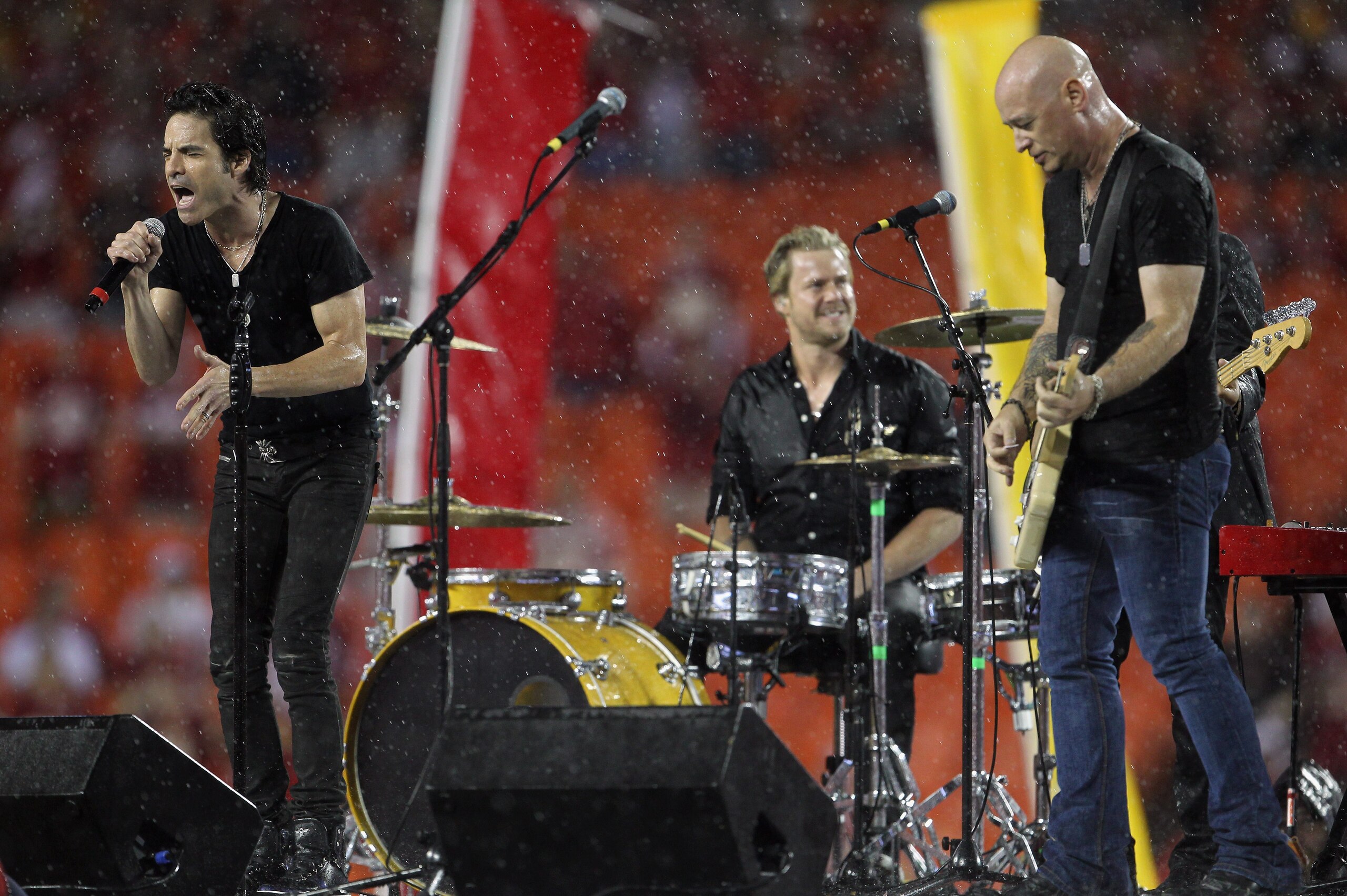 KANSAS CITY, MO - SEPTEMBER 13:  Train performs during halftime of the game between the San Diego Chargers and the Kansas City Chiefs on September 13, 2010 at Arrowhead Stadium in Kansas City, Missouri.  (Photo by Jamie Squire/Getty Images)