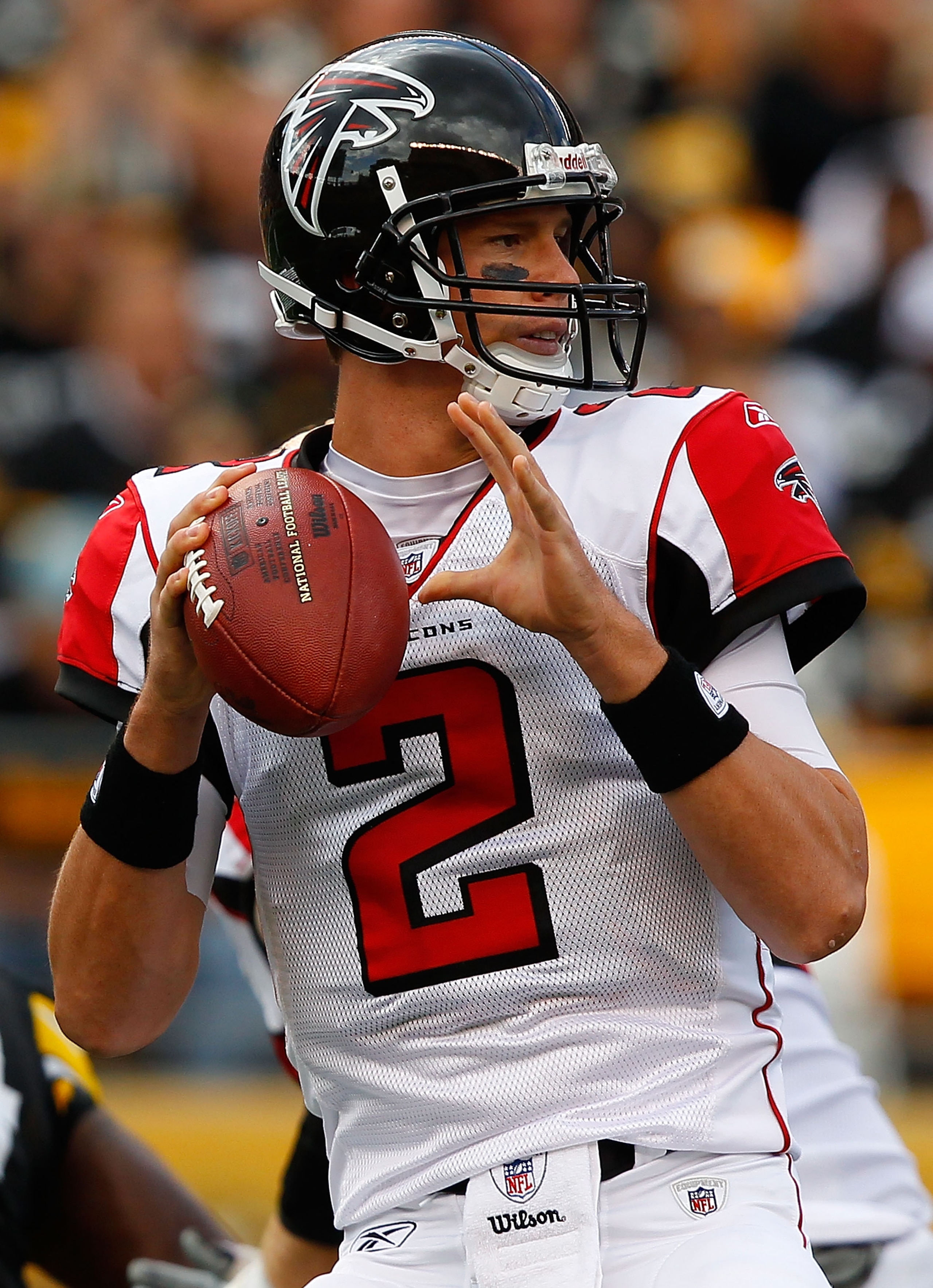PITTSBURGH - SEPTEMBER 12:  Matt Ryan #2 of the Atlanta Falcons drops back to pass against the Pittsburgh Steelers during the NFL season opener game on September 12, 2010 at Heinz Field in Pittsburgh, Pennsylvania.  (Photo by Jared Wickerham/Getty Images)