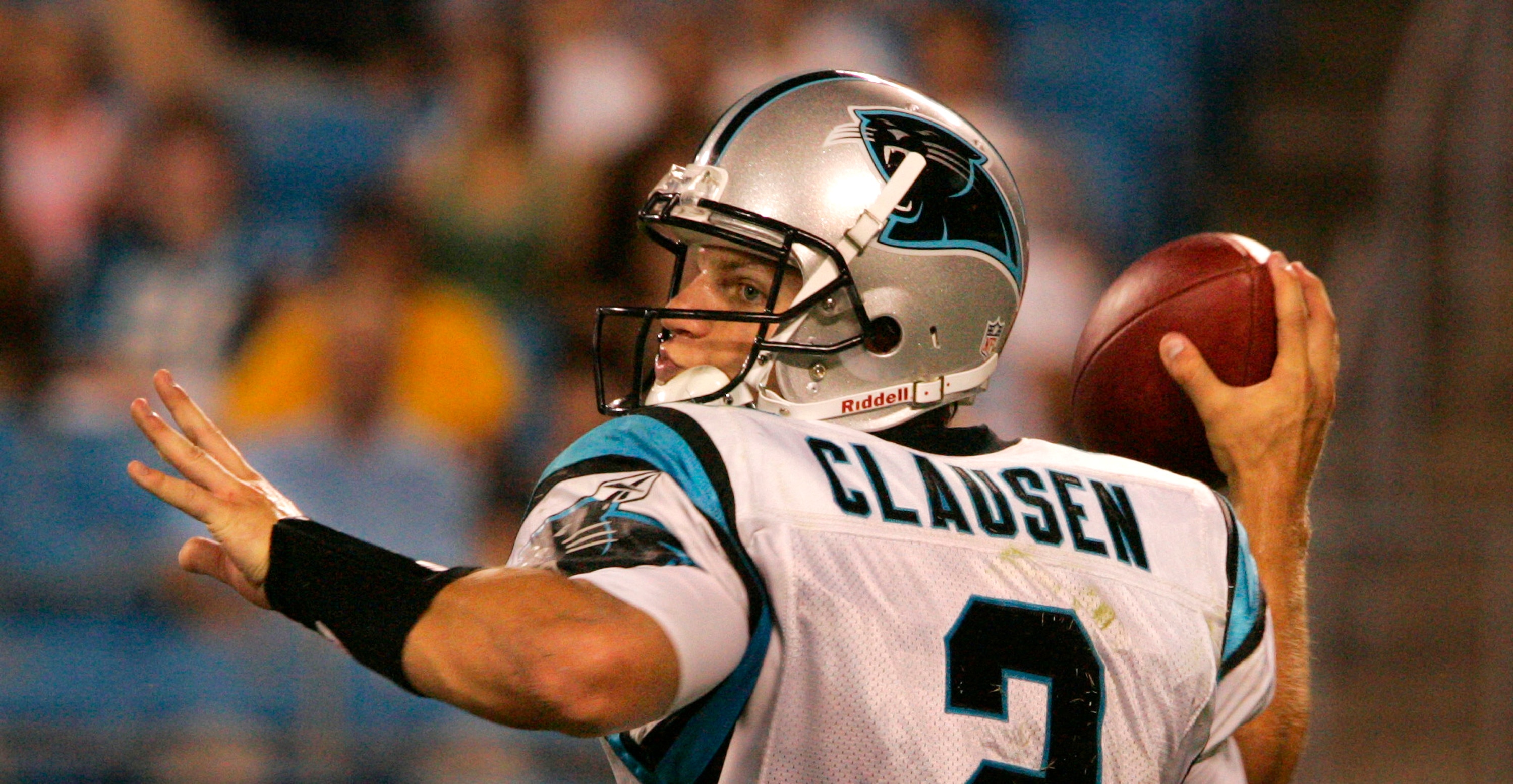 CHARLOTTE, NC - AUGUST 21:  Quarterback Jimmy Clausen #2 of the Carolina Panthers throw down field during their preseason game against the New York Jets at Bank of America Stadium on August 21, 2010 in Charlotte, North Carolina. (Photo by Mary Ann Chastai