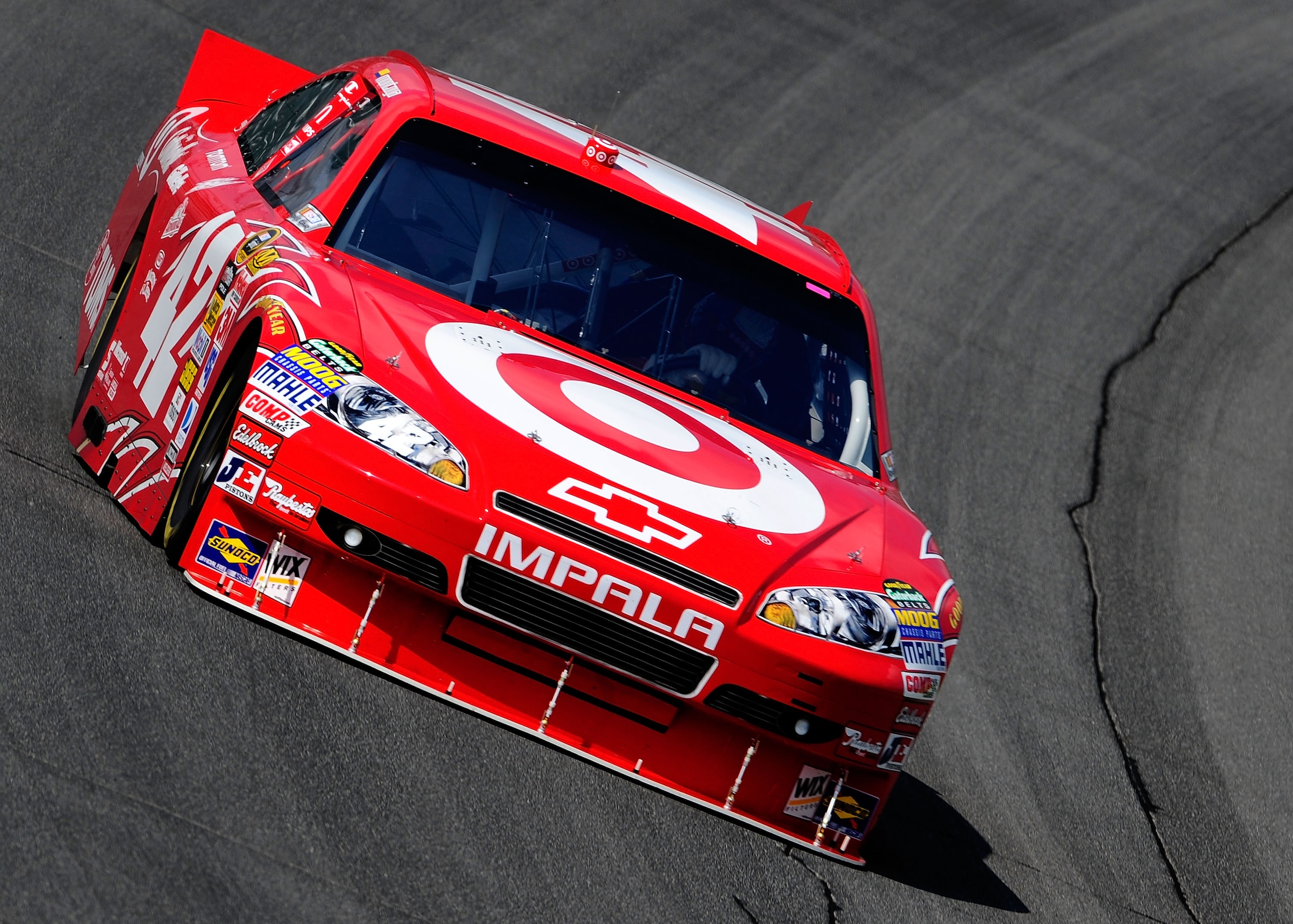 BROOKLYN, MI - AUGUST 13:  Juan Pablo Montoya, driver of the #42 Target Chevrolet, drives on track during practice for the NASCAR Sprint Cup Series CARFAX 400 at Michigan International Speedway on August 13, 2010 in Brooklyn, Michigan.  (Photo by Rusty Ja