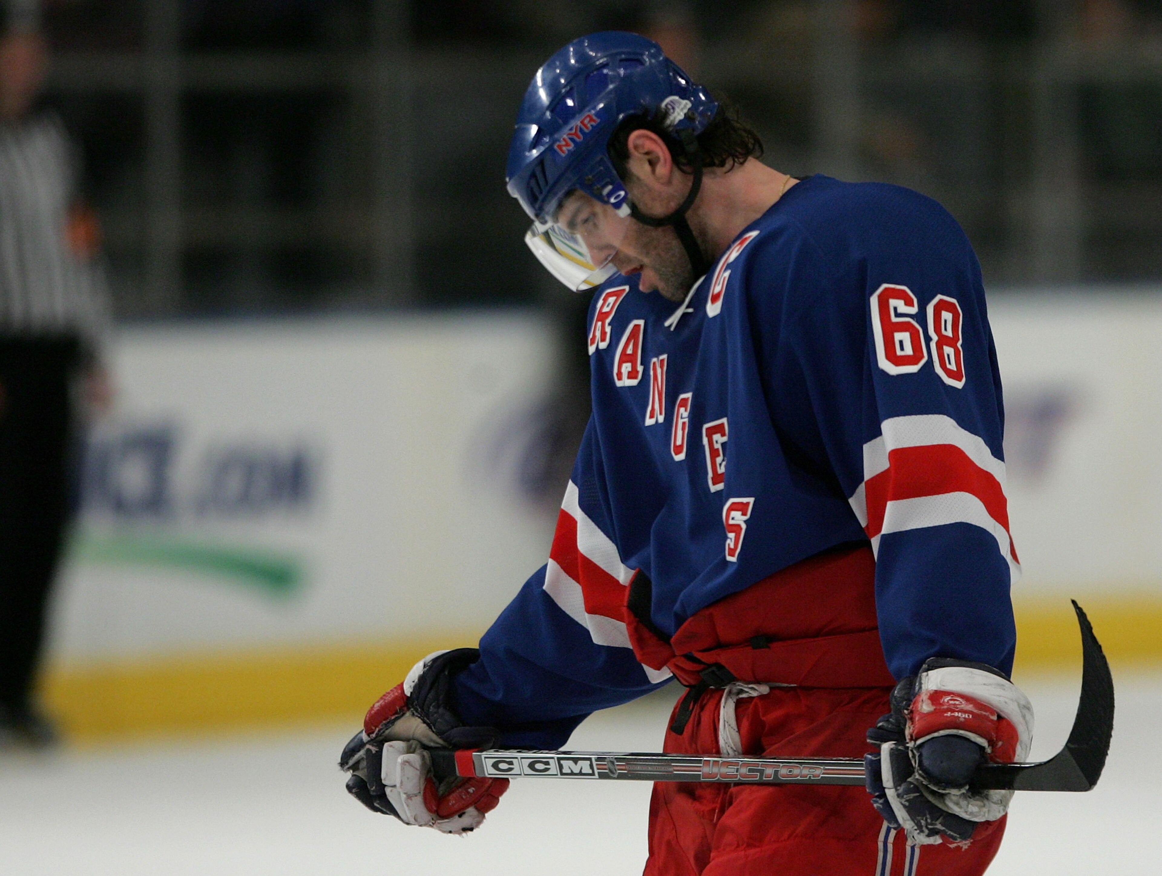 NEW YORK - MAY 06: Jaromir Jagar #68 of the New York Rangers skates off the ice after loosing to the Buffalo Sabres 5-4 in Game Six of the 2007 Eastern Conference Semifinals on May 6, 2007 at Madison Square Garden in New York City. (Photo by Bruce Benne NEW YORK - MAY 06: Jaromir Jagar #68 of the New York Rangers skates off the ice after loosing to the Buffalo Sabres 5-4 in Game Six of the 2007 Eastern Conference Semifinals on May 6, 2007 at Madison Square Garden in New York City. (Photo by Bruce Benne