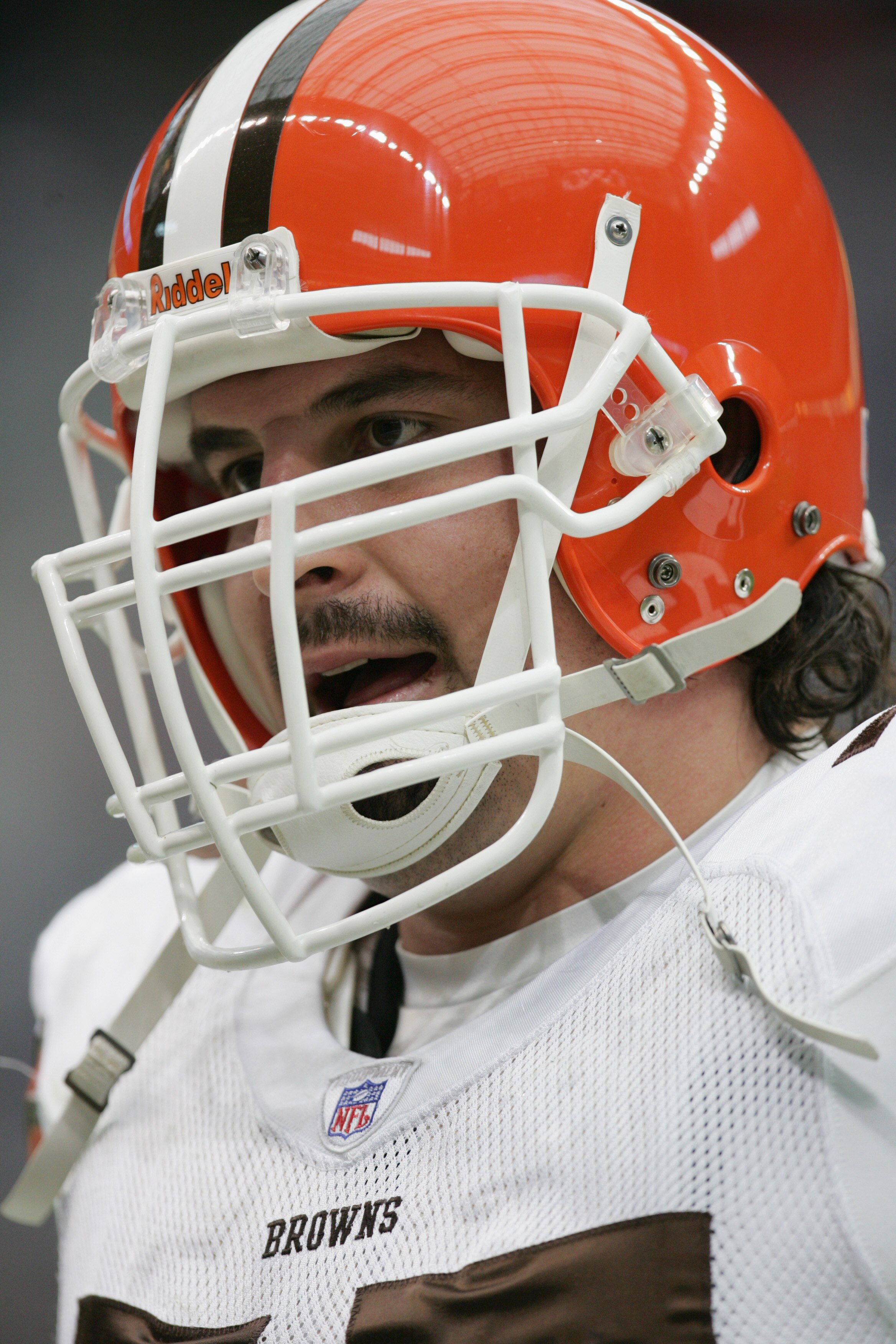 HOUSTON - JANUARY 2:  Offensive tackle Ross Verba #77 of the Cleveland Browns warms-up for the game against the Houston Texans on January 2, 2005 at Reliant Stadium in Houston, Texas.  The Browns defeated the Texans 33-7.  (Photo by Ronald Martinez/Getty