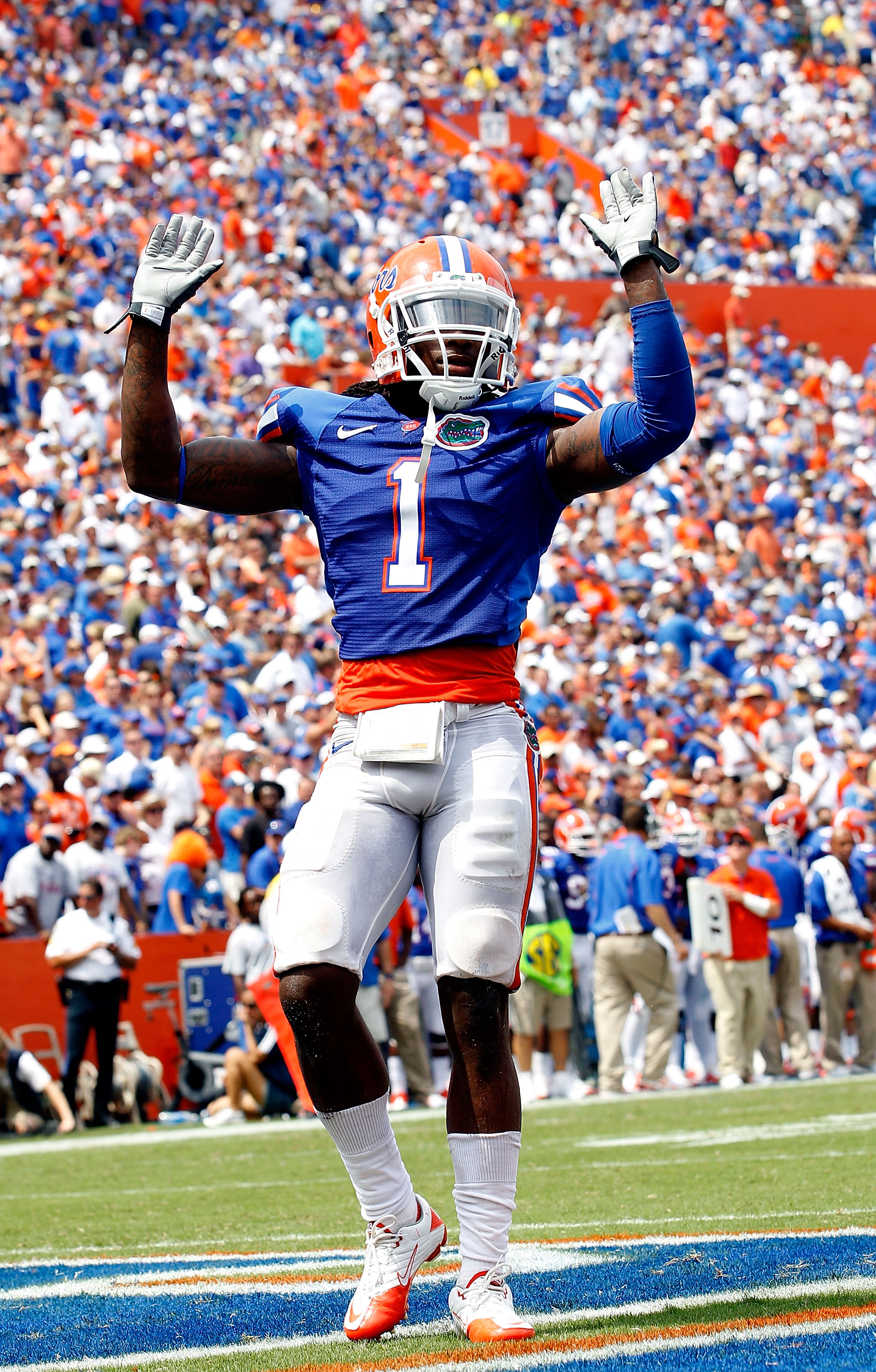 GAINESVILLE, FL - SEPTEMBER 04: Janoris Jenkins #1 of the Florida Gators celebrates after a defensive stand against the Miami University RedHawks at Ben Hill Griffin Stadium on September 4, 2010 in Gainesville, Florida. (Photo by Sam Greenwood/Getty Ima GAINESVILLE, FL - SEPTEMBER 04: Janoris Jenkins #1 of the Florida Gators celebrates after a defensive stand against the Miami University RedHawks at Ben Hill Griffin Stadium on September 4, 2010 in Gainesville, Florida. (Photo by Sam Greenwood/Getty Ima