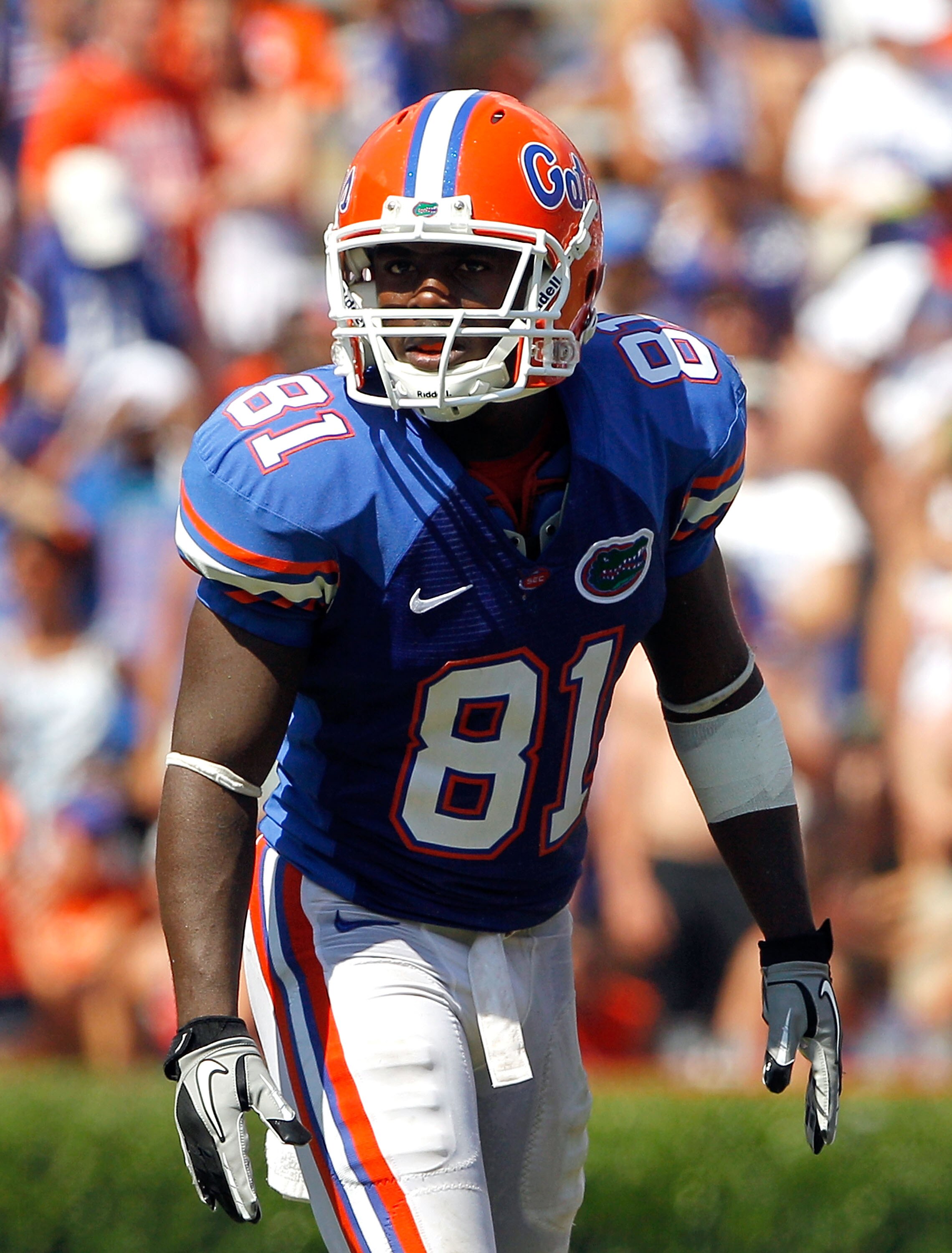 GAINESVILLE, FL - SEPTEMBER 11: Robert Clark #81 of the Florida Gators prepares to run a pattern during a game against the South Florida Bulls at Ben Hill Griffin Stadium on September 11, 2010 in Gainesville, Florida. (Photo by Sam Greenwood/Getty Image GAINESVILLE, FL - SEPTEMBER 11: Robert Clark #81 of the Florida Gators prepares to run a pattern during a game against the South Florida Bulls at Ben Hill Griffin Stadium on September 11, 2010 in Gainesville, Florida. (Photo by Sam Greenwood/Getty Image