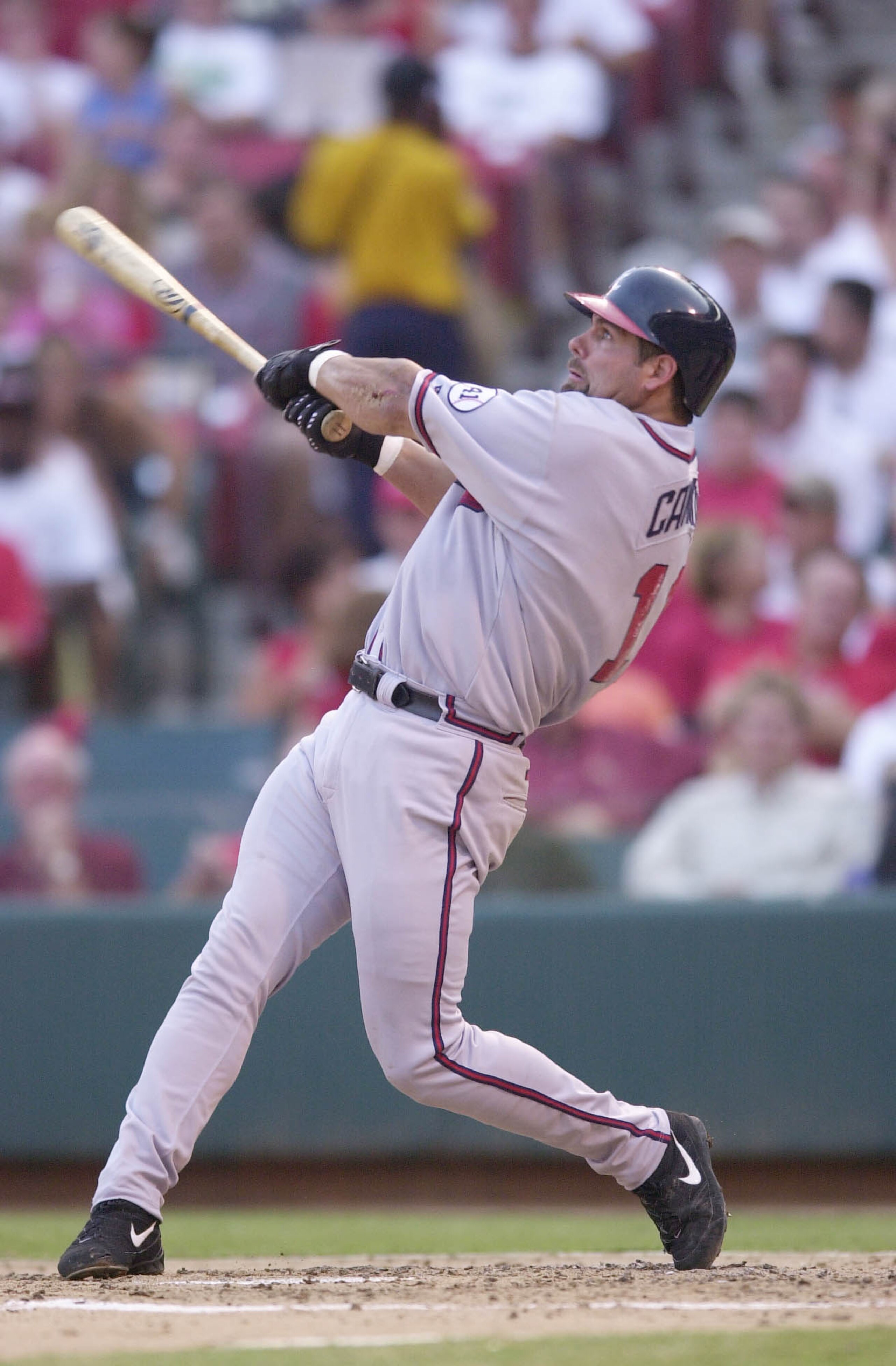 01 Aug 2000:  Ken Caminiti #11 of the Atlanta Braves swings during the game against the St. Louis Cardinals at Busch Stadium in St. Louis, Missouri.  The Cardinals beat the Atlanta Braves 0-4.  DIGITAL IMAGE. Mandatory Credit: Elsa/ALLSPORT
