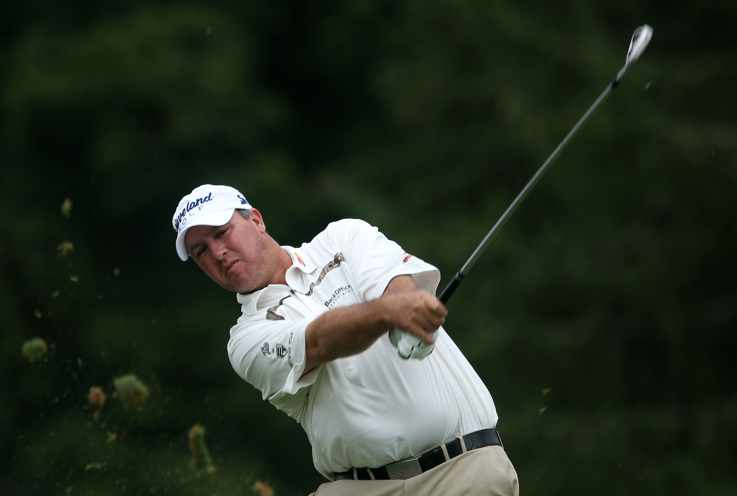 WHITE SULPHUR SPRINGS, WV - JULY 31:  Boo Weekley watches his tee shot on the third hole during the third round of the Greenbrier Classic on The Old White Course at the Greenbrier Resort on July 31, 2010 in White Sulphur Springs, West Virginia.  (Photo by