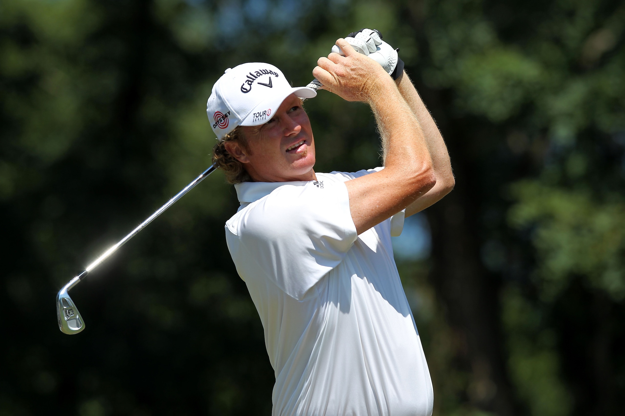 PARAMUS, NJ - AUGUST 28:  Tim Petrovic watches his tee shot on the second hole during the third round of The Barclays at the Ridgewood Country Club on August 28, 2010 in Paramus, New Jersey.  (Photo by Hunter Martin/Getty Images)