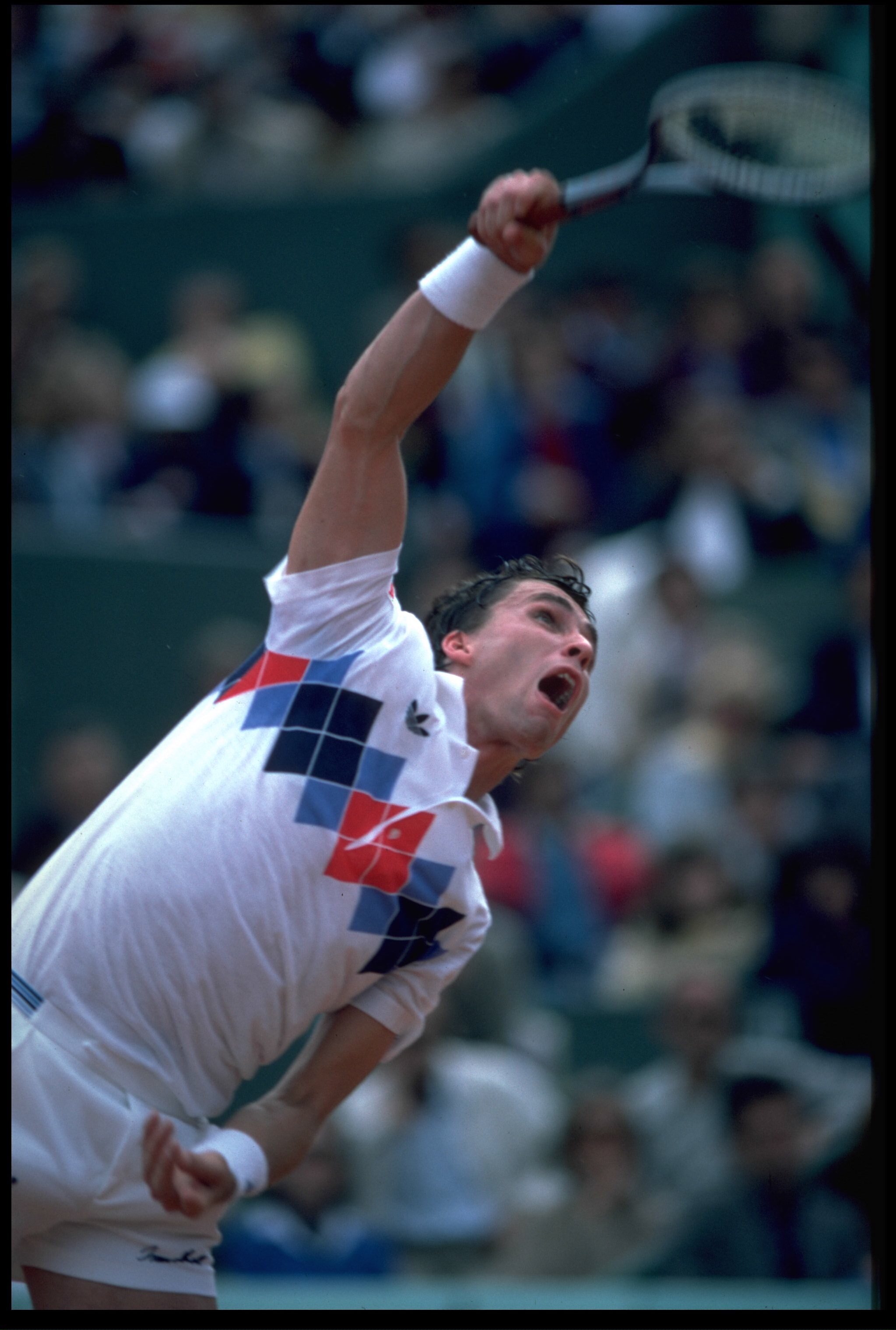 MAY 1983:  IVAN LENDL OF CZECHOSLOVAKIA SERVES DURING THE FRENCH OPEN AT THE STADE ROLAND GARROS IN PARIS.