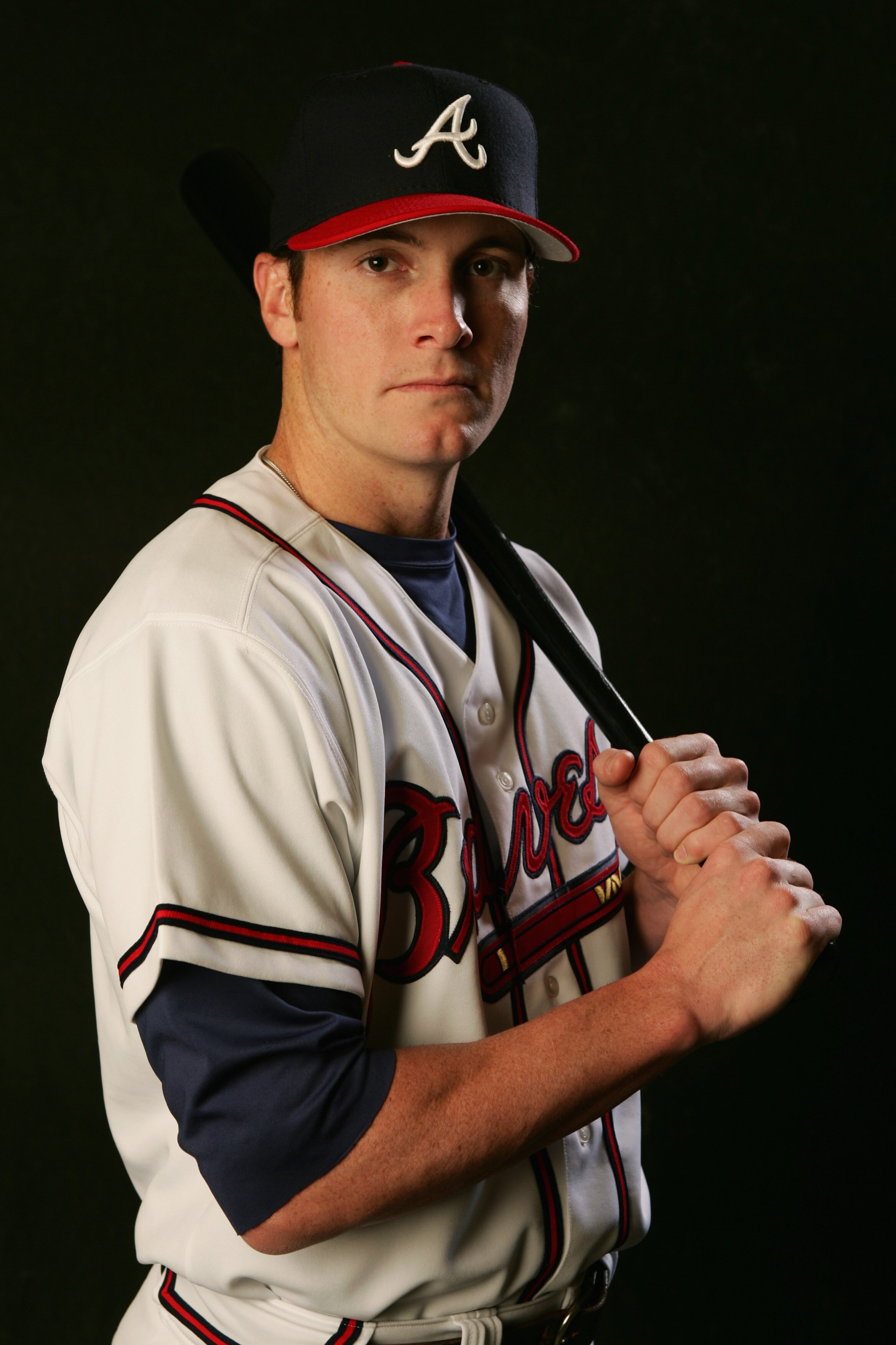 KISSIMMEE, FL - FEBRUARY 28:  Ryan Langerhans of the Atlanta Braves poses for a portrait during photo day at Cracker Jack Stadium on February 28, 2005 in Kissimmee, Florida. (Photo by Doug Pensinger/Getty Images)