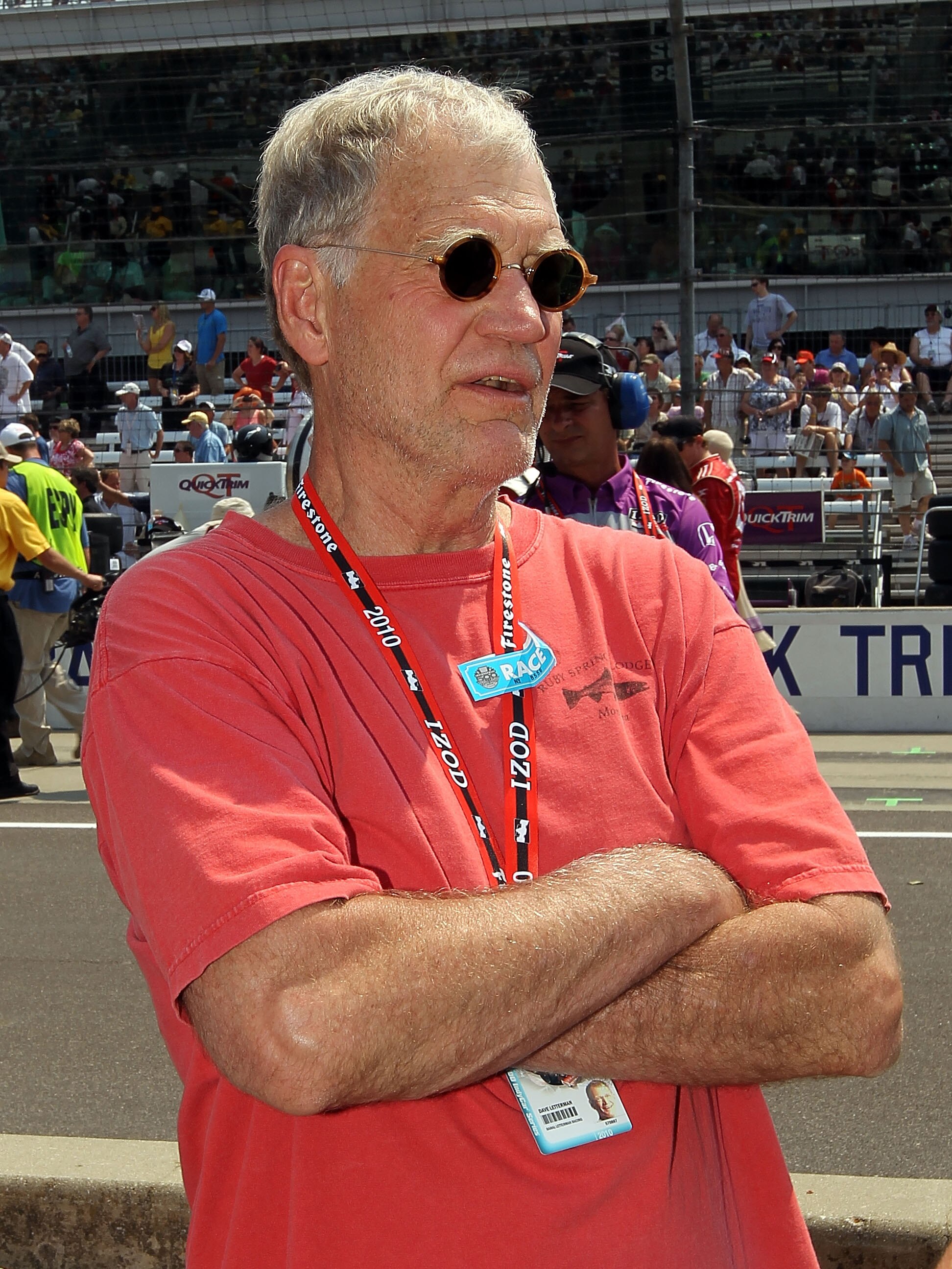 INDIANAPOLIS - MAY 30:  David Letterman looks on prior to the IZOD IndyCar Series 94th running of the Indianapolis 500 at the Indianapolis Motor Speedway on May 30, 2010 in Indianapolis, Indiana.  (Photo by Nick Laham/Getty Images)