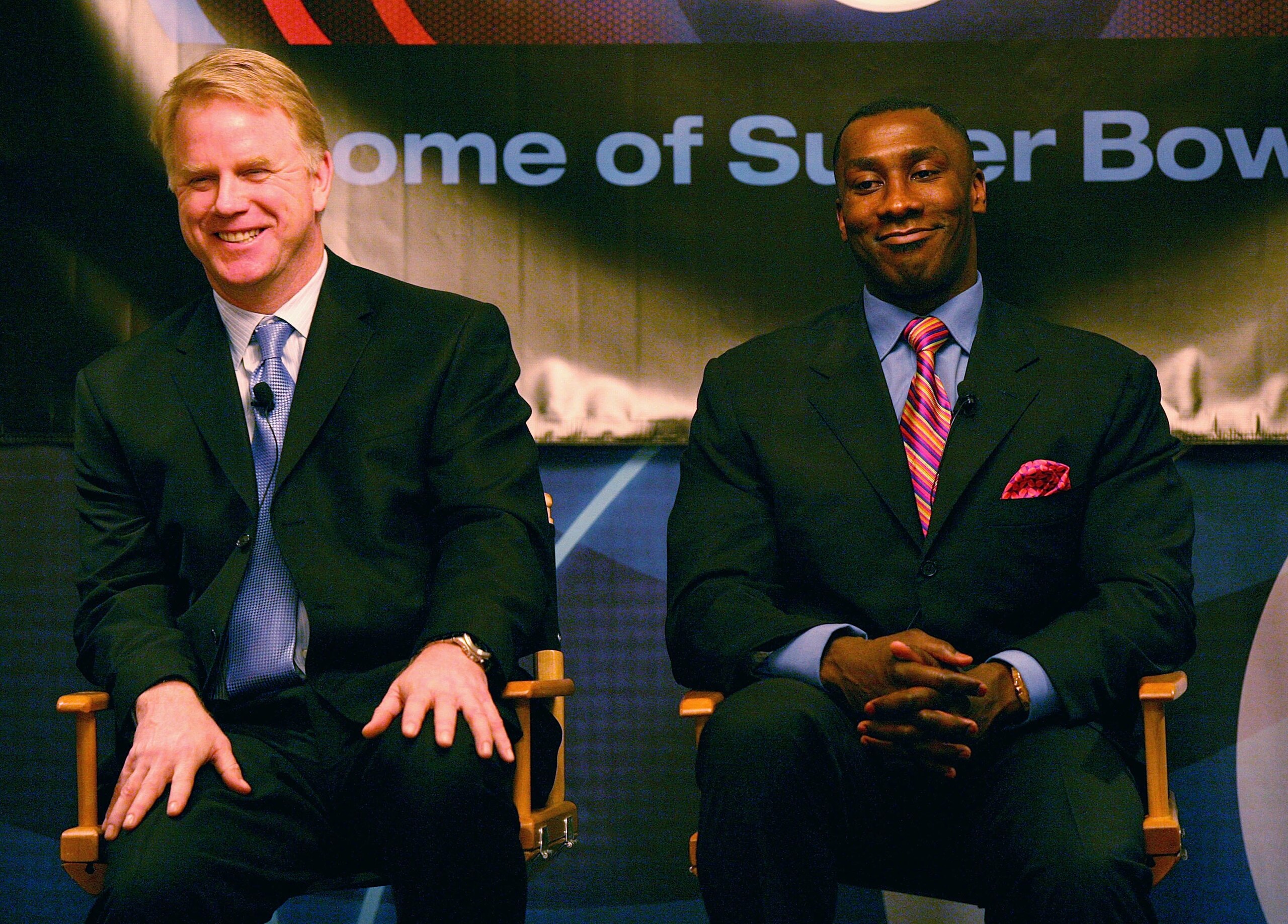 PASADENA, CA - JANUARY 18: Analysts Boomer Esiason and Shannon Sharpe of 'NFL Today' speak during the 2007 Winter Television Critics Association Press Tour for CBS at the Ritz-Carlton Huntington Hotel on January 18, 2007 in Pasadena, California. (Photo PASADENA, CA - JANUARY 18: Analysts Boomer Esiason and Shannon Sharpe of 'NFL Today' speak during the 2007 Winter Television Critics Association Press Tour for CBS at the Ritz-Carlton Huntington Hotel on January 18, 2007 in Pasadena, California. (Photo