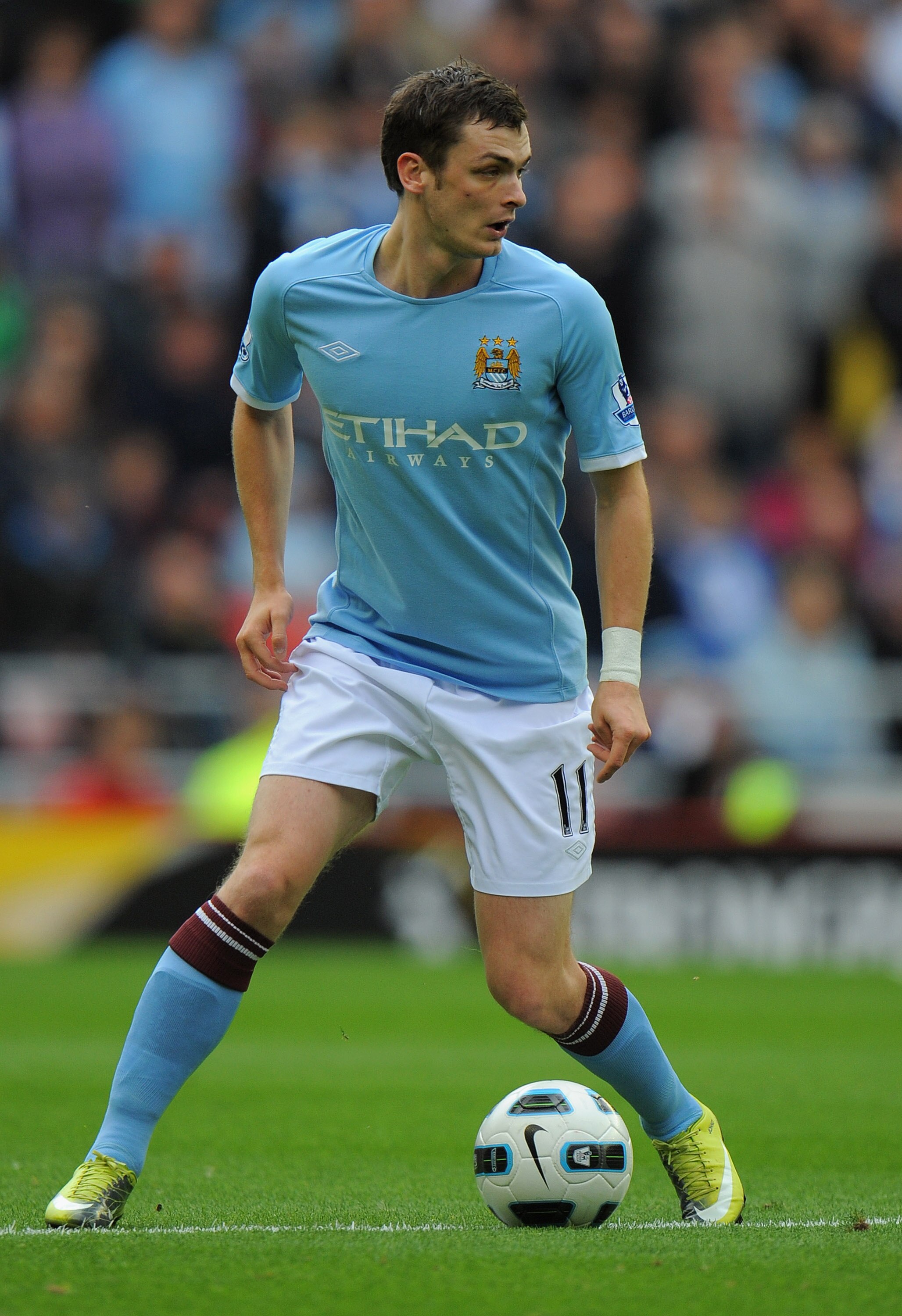 SUNDERLAND, ENGLAND - AUGUST 29:  Adam Johnson of Manchester City on the ball during the Barclays Premier League match between Sunderland and Manchester City at the Stadium of Light on August 29, 2010 in Sunderland, England.  (Photo by Michael Regan/Getty