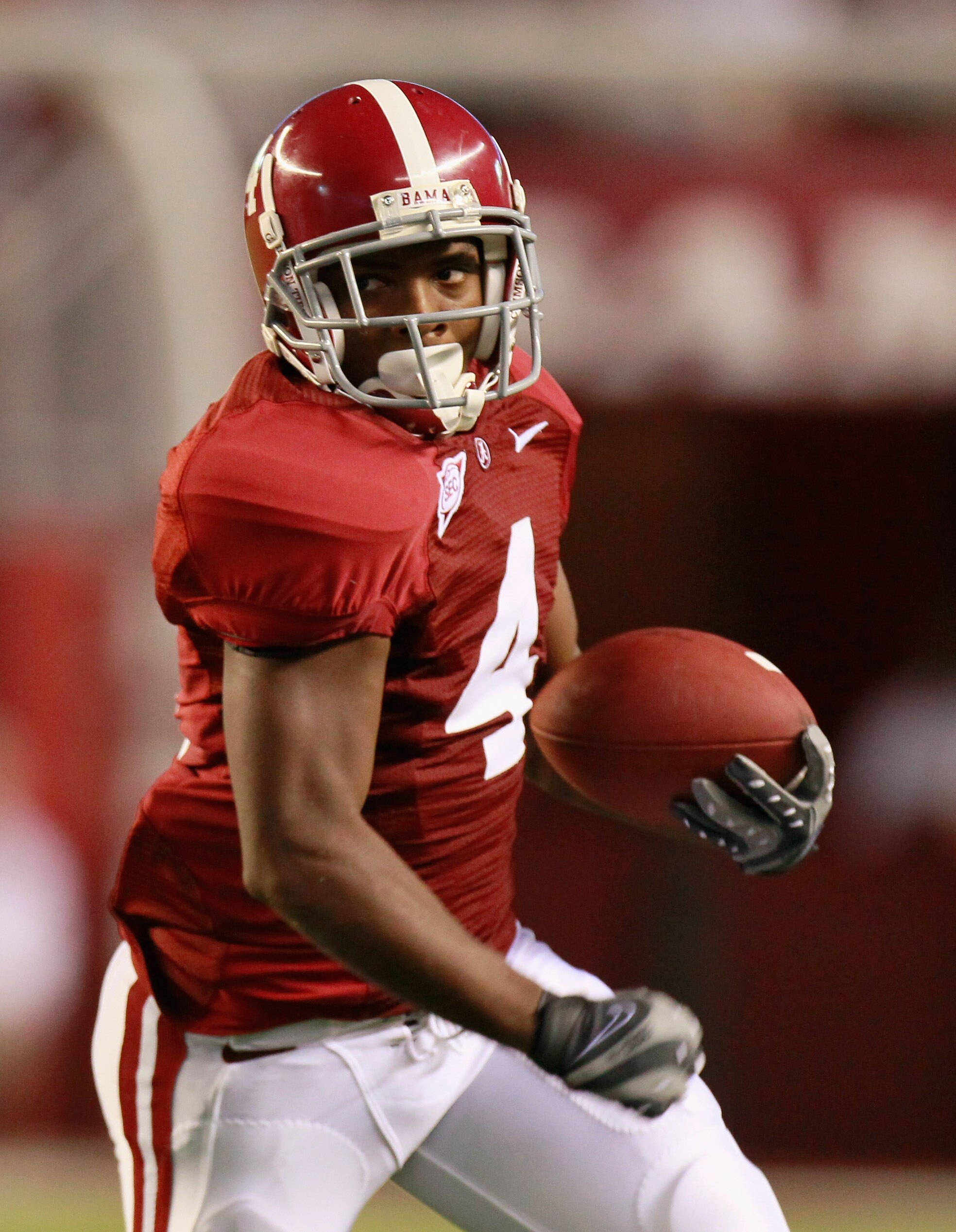 TUSCALOOSA, AL - SEPTEMBER 11:  Marquis Maze #4 of the Alabama Crimson Tide against the Penn State Nittany Lions at Bryant-Denny Stadium on September 11, 2010 in Tuscaloosa, Alabama.  (Photo by Kevin C. Cox/Getty Images)