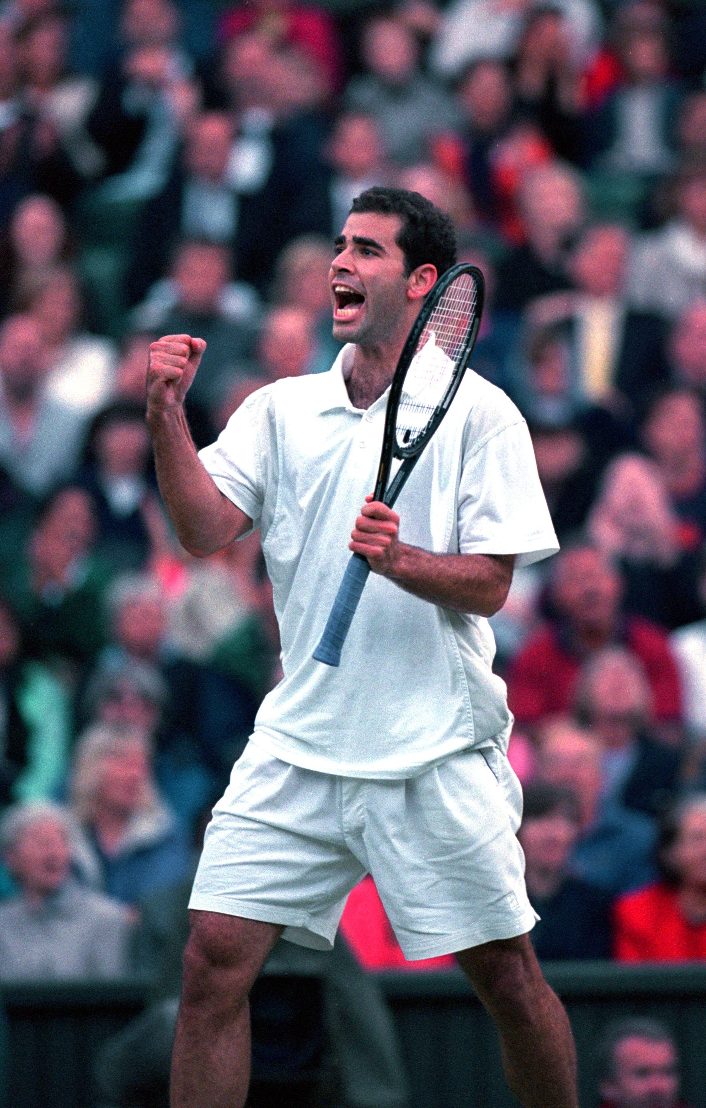 9 Jul 2000:  Pete Sampras of the USA in the mens final against Patrick Rafter of Australia at the Wimbledon Lawn Tennis Championship at the All England Lawn Tennis and Croquet Club, Wimbledon, London. Sampras won in four sets. \ Mandatory Credit: Clive Br