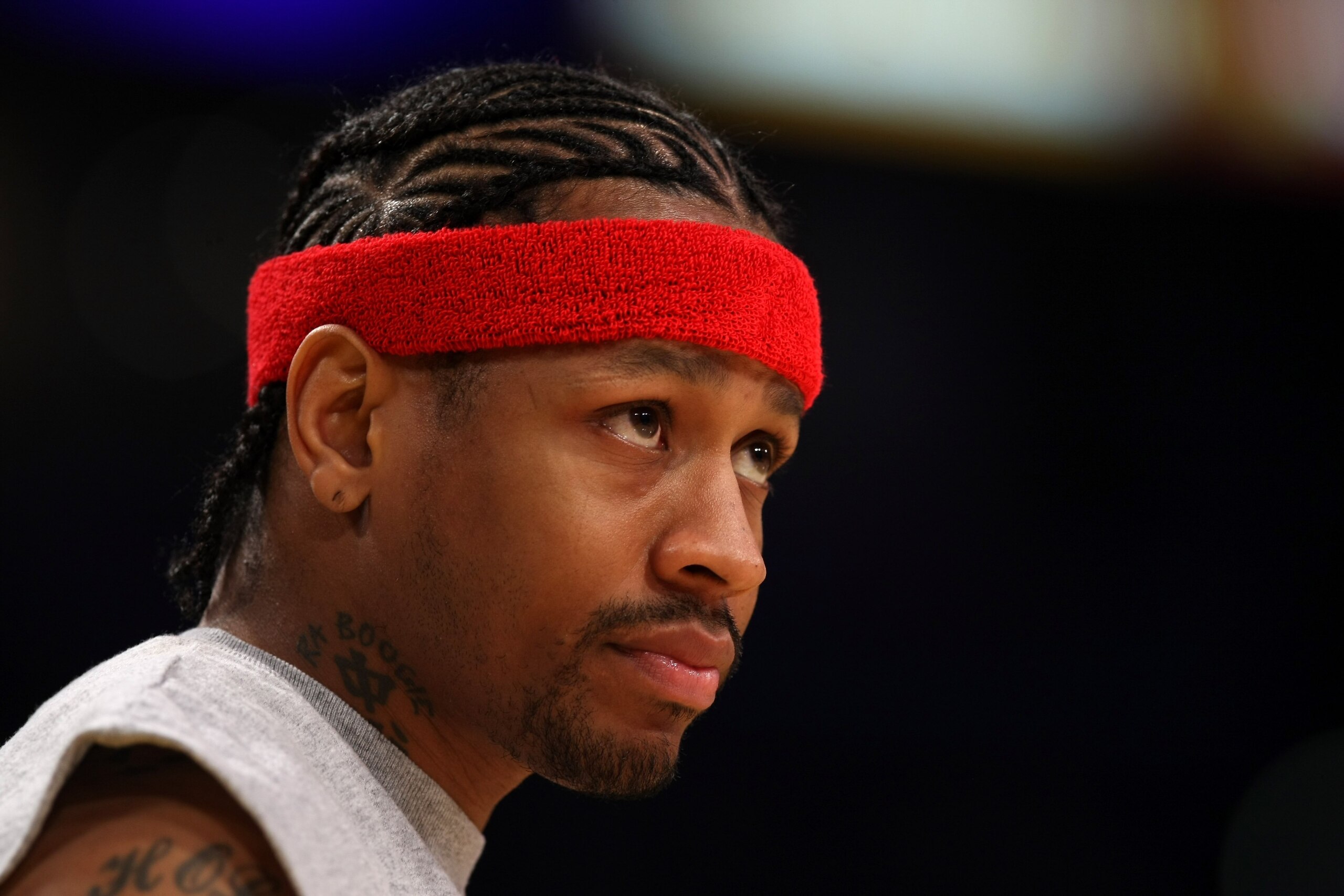 LOS ANGELES, CA - NOVEMBER 14:  Allen Iverson #1 of the Detroit Pistons warms up for the game with the Los Angeles Lakers on November 14, 2008 at Staples Center in Los Angeles, California. The Pistons won 106-95.   NOTE TO USER: User expressly acknowledge