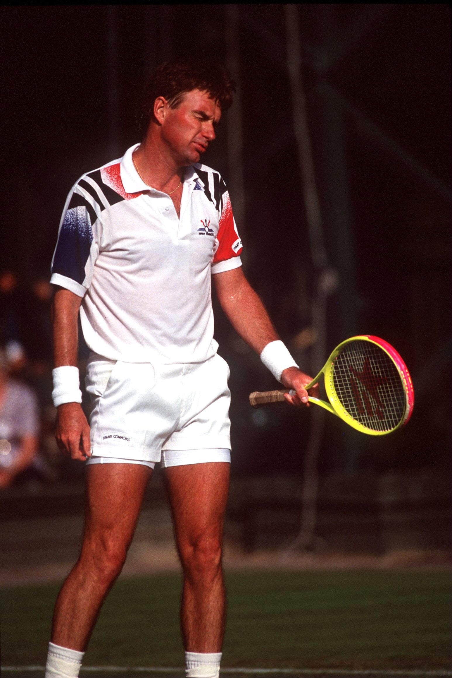 JUN 1992:  A PICTURE SHOWING JIMMY CONNORS OF THE UNITED STATES LOOKING DEJECTED AS HE LOSES TO LUIS HERRERA OF MEXICO ON THE FIRST DAY OF THE WIMBLEDON TENNIS CHAMPIONSHIP Mandatory Credit: Bob Martin/ALLSPORT