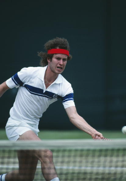 American tennis player John McEnroe competing at Wimbledon, 1981. McEnroe went on to win the men's singles title. (Photo by Steve Powell/Getty Images)