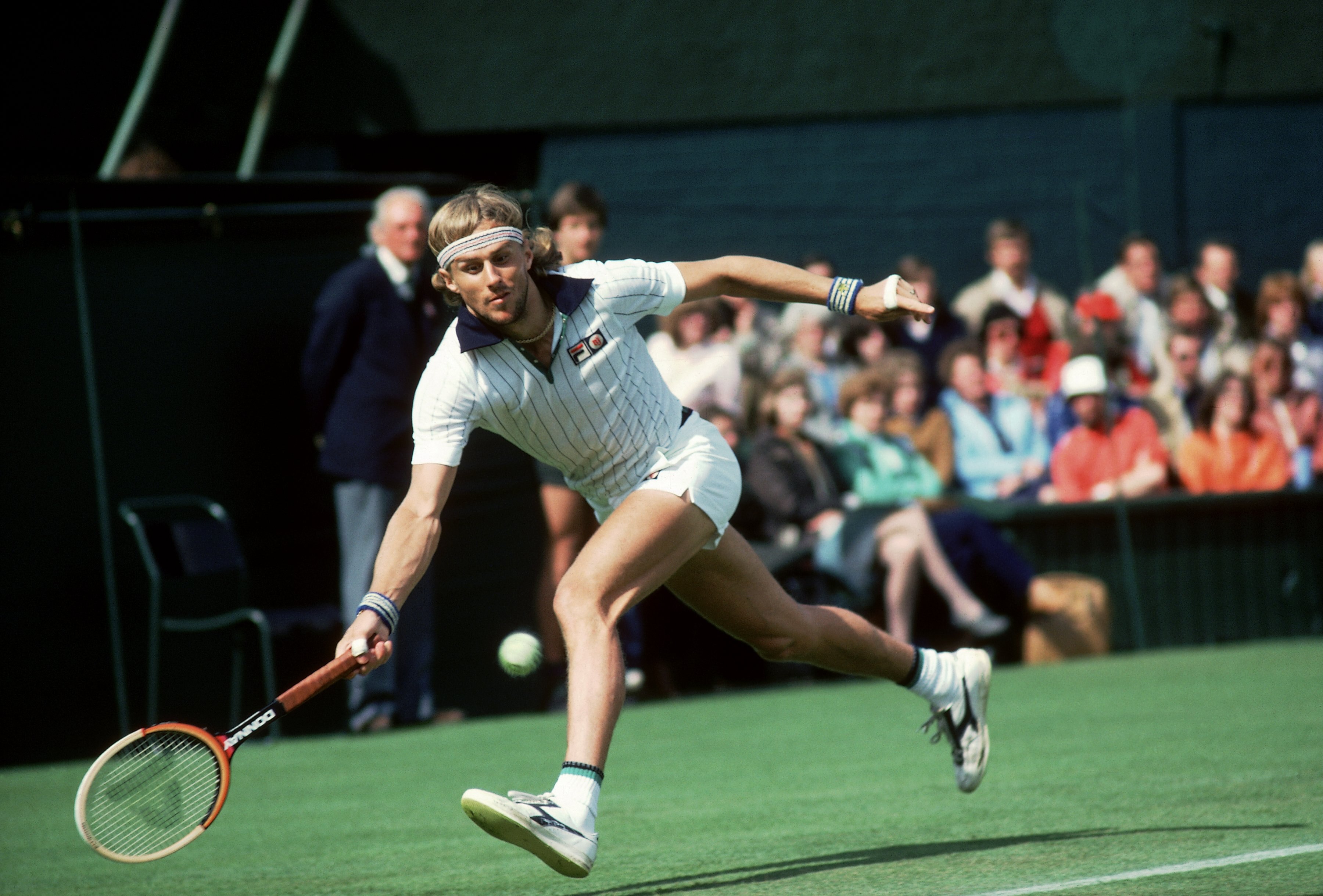 Jul 1981:  Bjorn Borg of Sweden in action during the Wimbledon Lawn Tennis Championship held at the All England Lawn Tennis and Croquet Club, in London. \ Mandatory Credit: Tony Duffy /Allsport