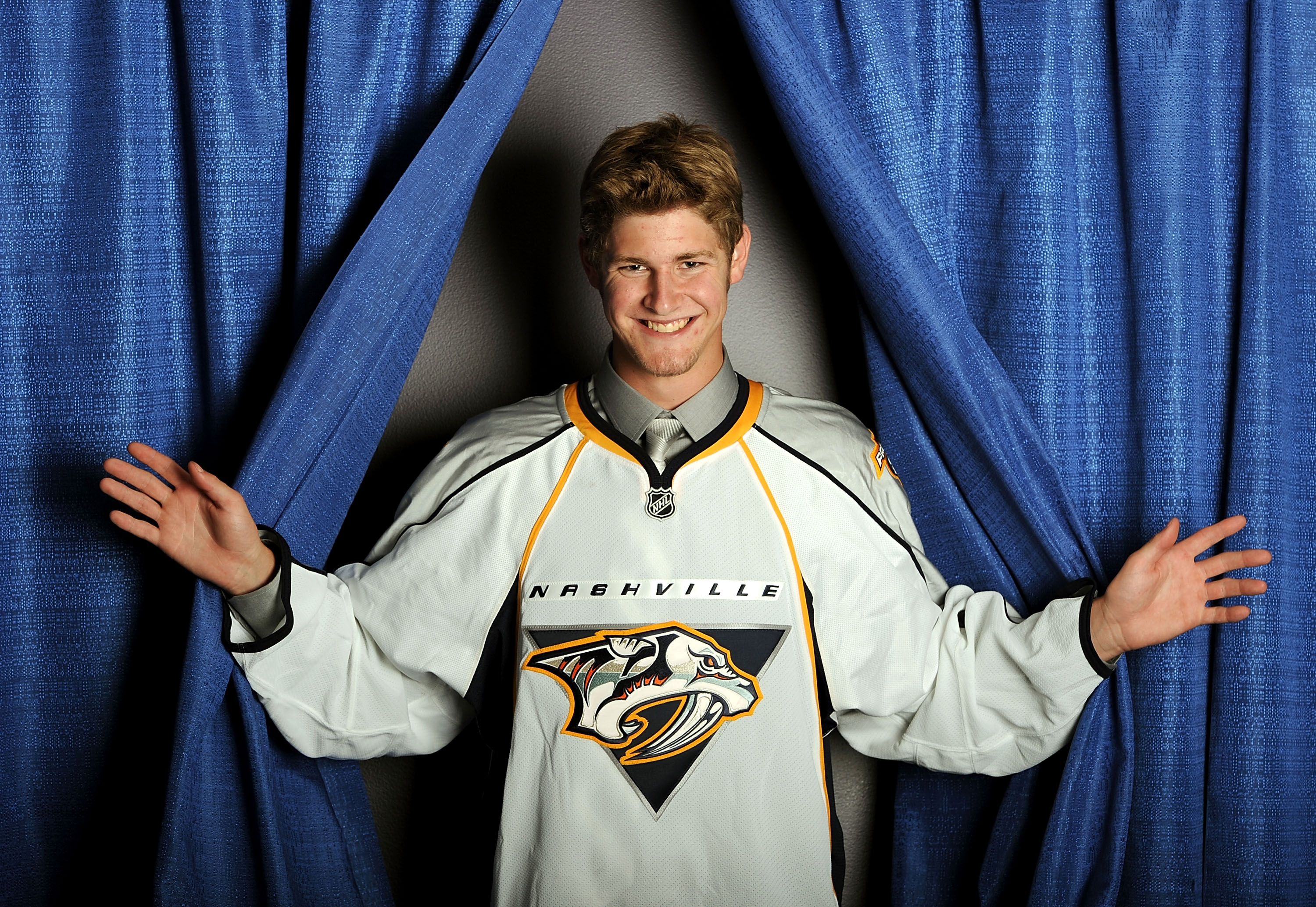 LOS ANGELES, CA - JUNE 25:  Austin Watson, drafted 18th by the Nashville Predators, poses for a portrait during the 2010 NHL Entry Draft at Staples Center on June 25, 2010 in Los Angeles, California.  (Photo by Harry How/Getty Images)